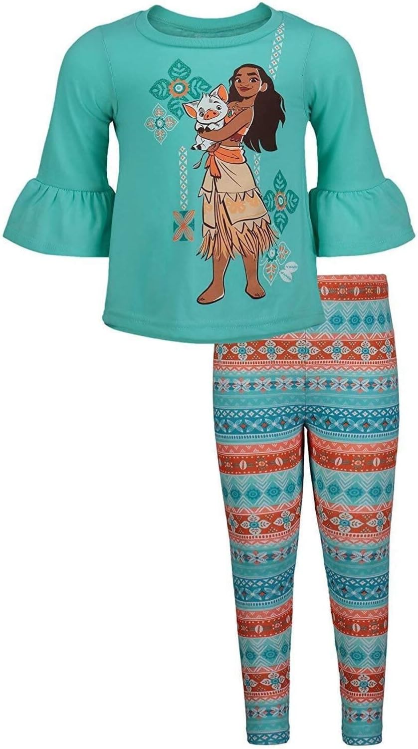 Moana Graphic T-Shirt and Leggings Outfit Set - Blue