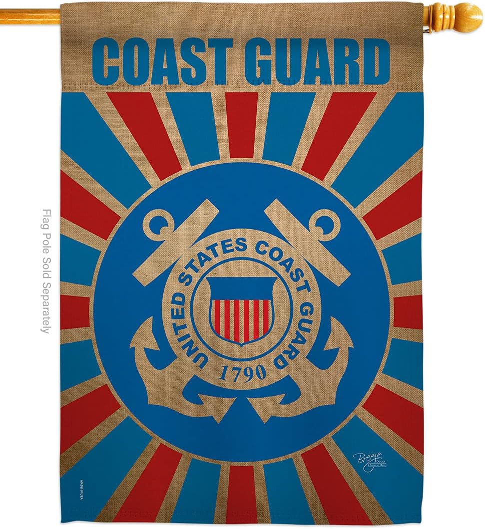 Coast Guard House Flag - Armed Forces USCG Semper Paratus United State American Military Veteran Retire Official - Decoration Banner Small Garden Yard Gift Double-Sided Made In USA 28 X 40