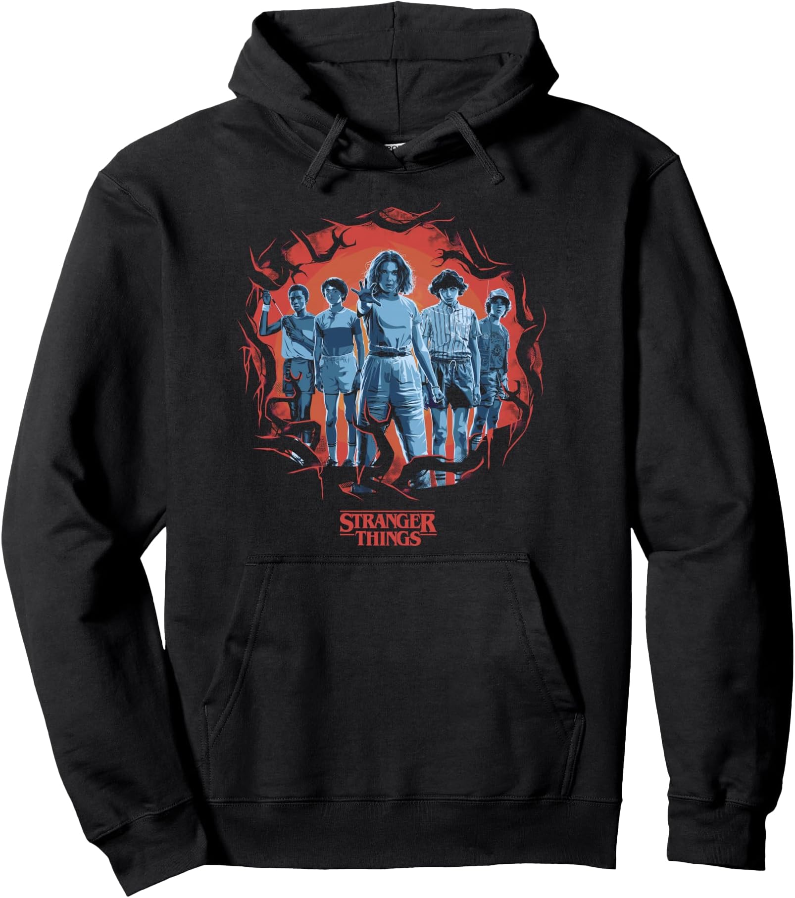 Group Shot Demogorgon Framed Pullover Hoodie,Long Sleeve