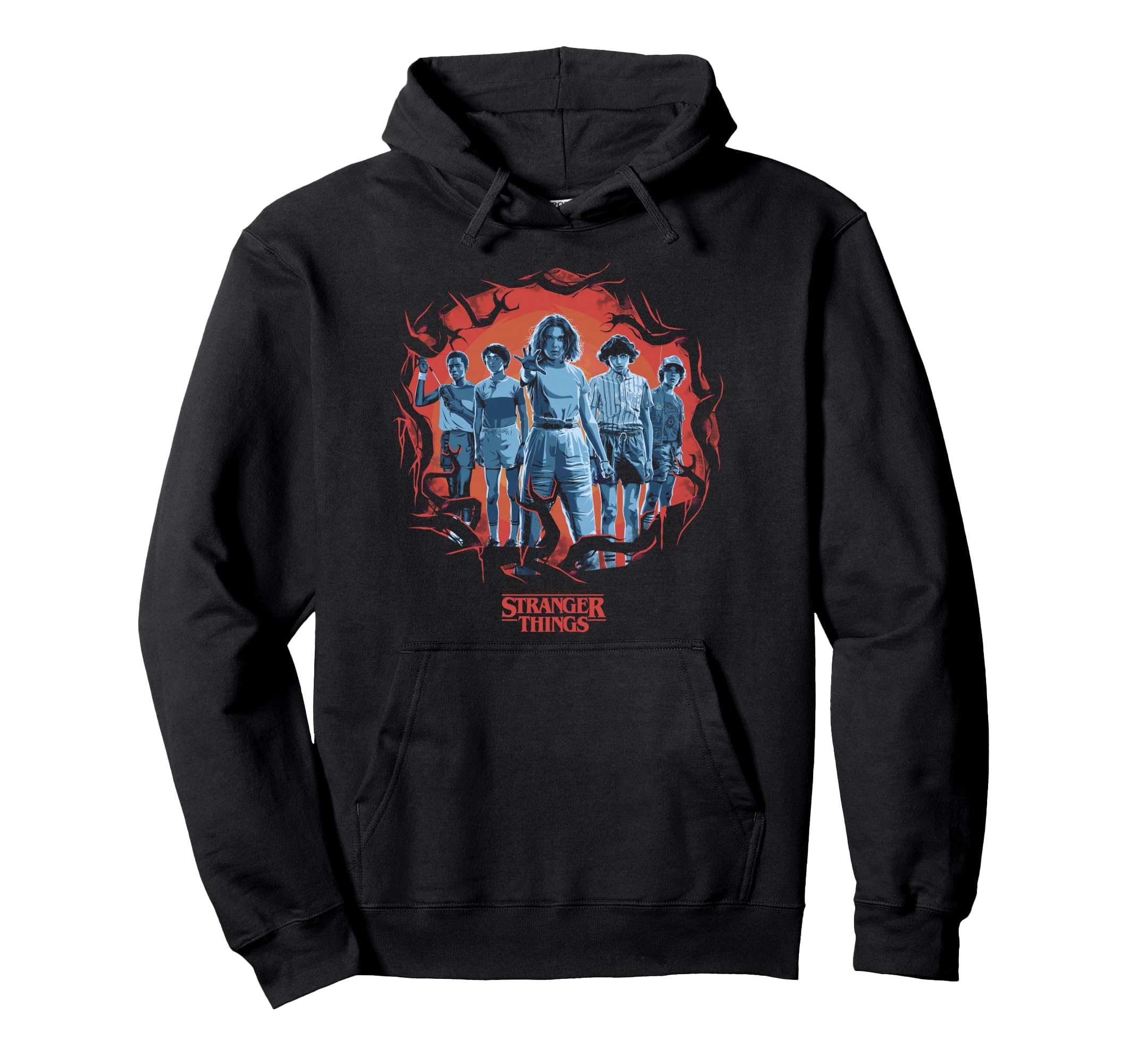 Group Shot Demogorgon Framed Pullover Hoodie,Long Sleeve