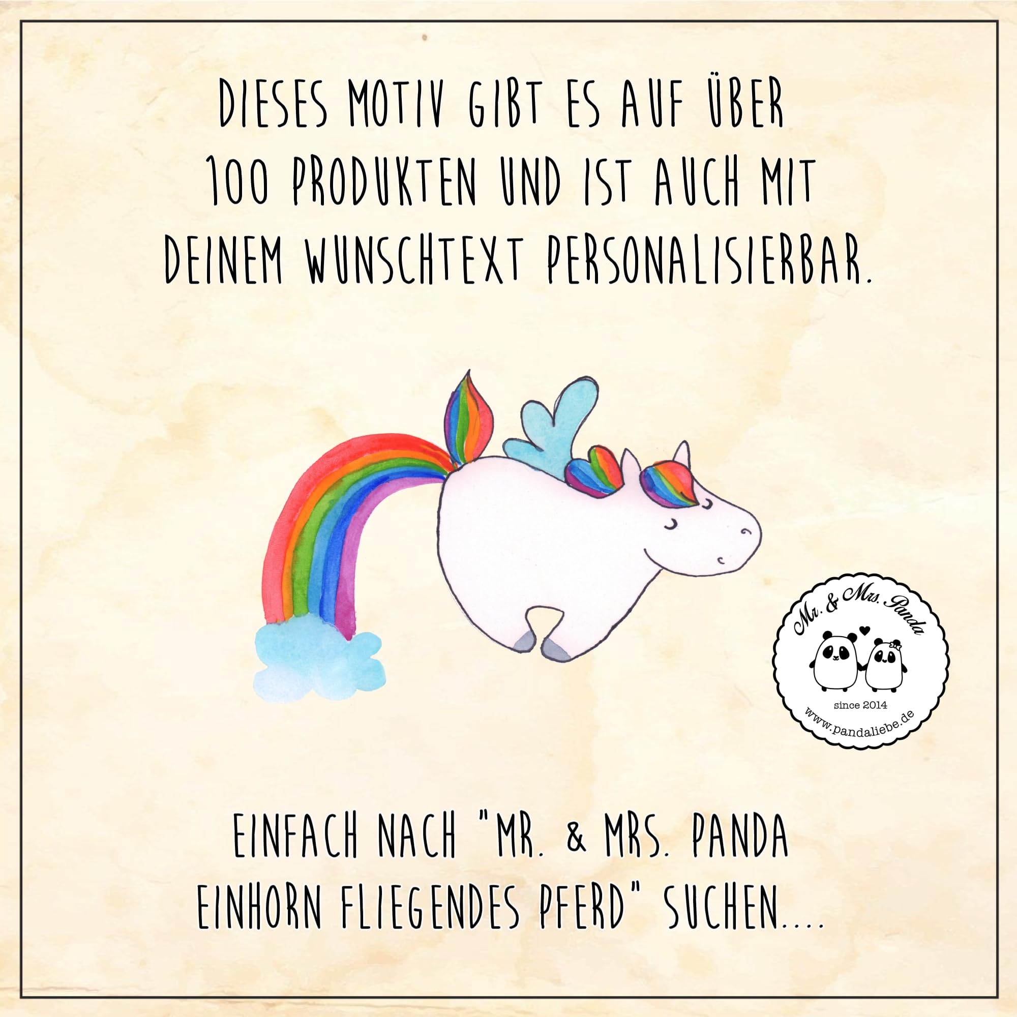 Mr. & Mrs. Panda Fußmatte personalisierbar Einhorn Fliegendes Pferd 40 x 60 cm - Personalisierte Geschenke, Fussmatte, Unicorn, Regenbogen, Spielen, Individuelle, personalisiert, Glitzer, Fußabtreter