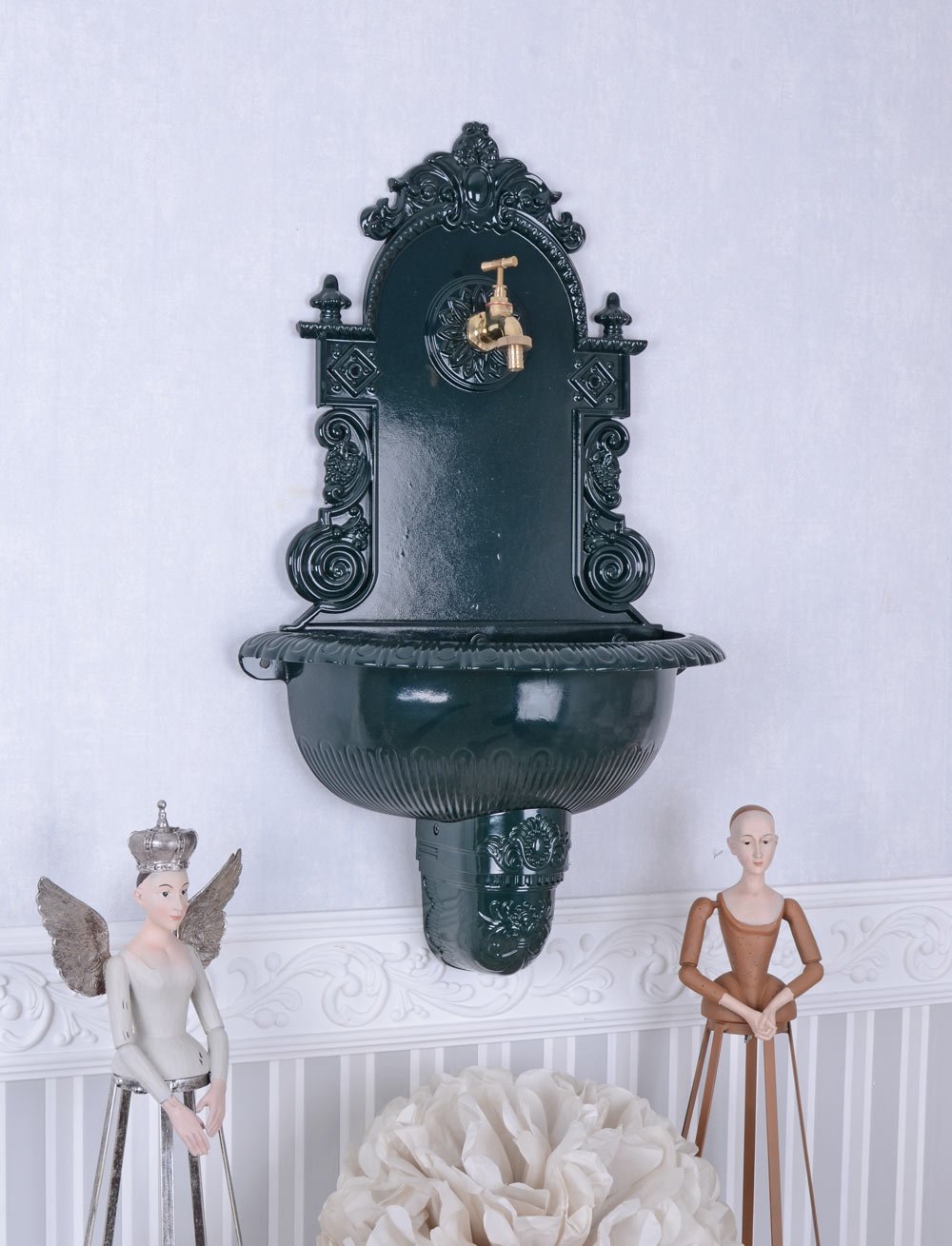 Antiguo Fuente de Pared, Fuente Ornamental, Fuentes de jardín, Fuente, eisenbrunnen para el jardín, LA TERRAZA O Hermosa En Casa, EN Verde - Palazzo Exclusivo