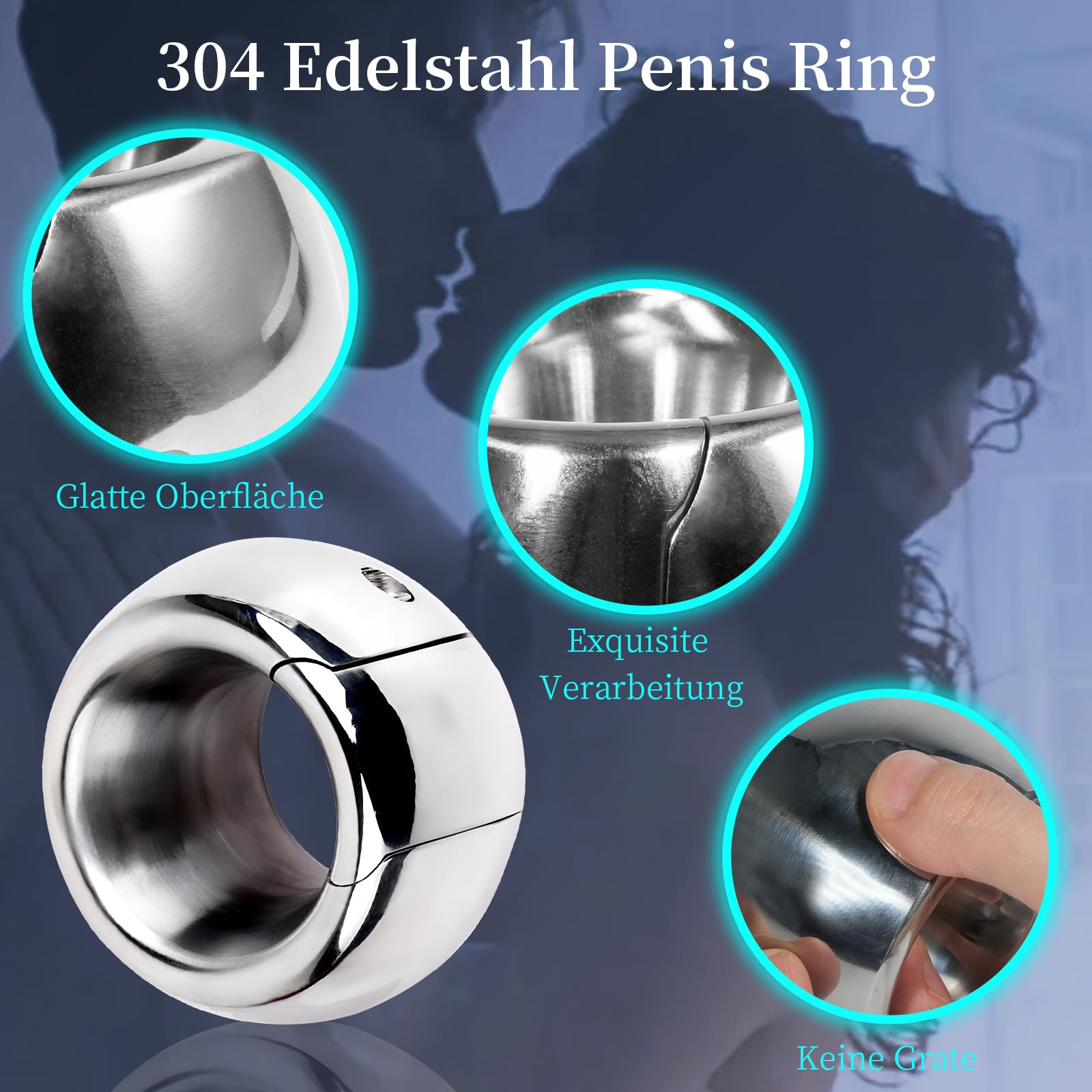 Anelli per testicoli spessi in acciaio inox per uomini Anello del pene Scroto pesato Ciondolo in metallo Anello del cazzo Giocattoli del sesso per uomini piacere (M)