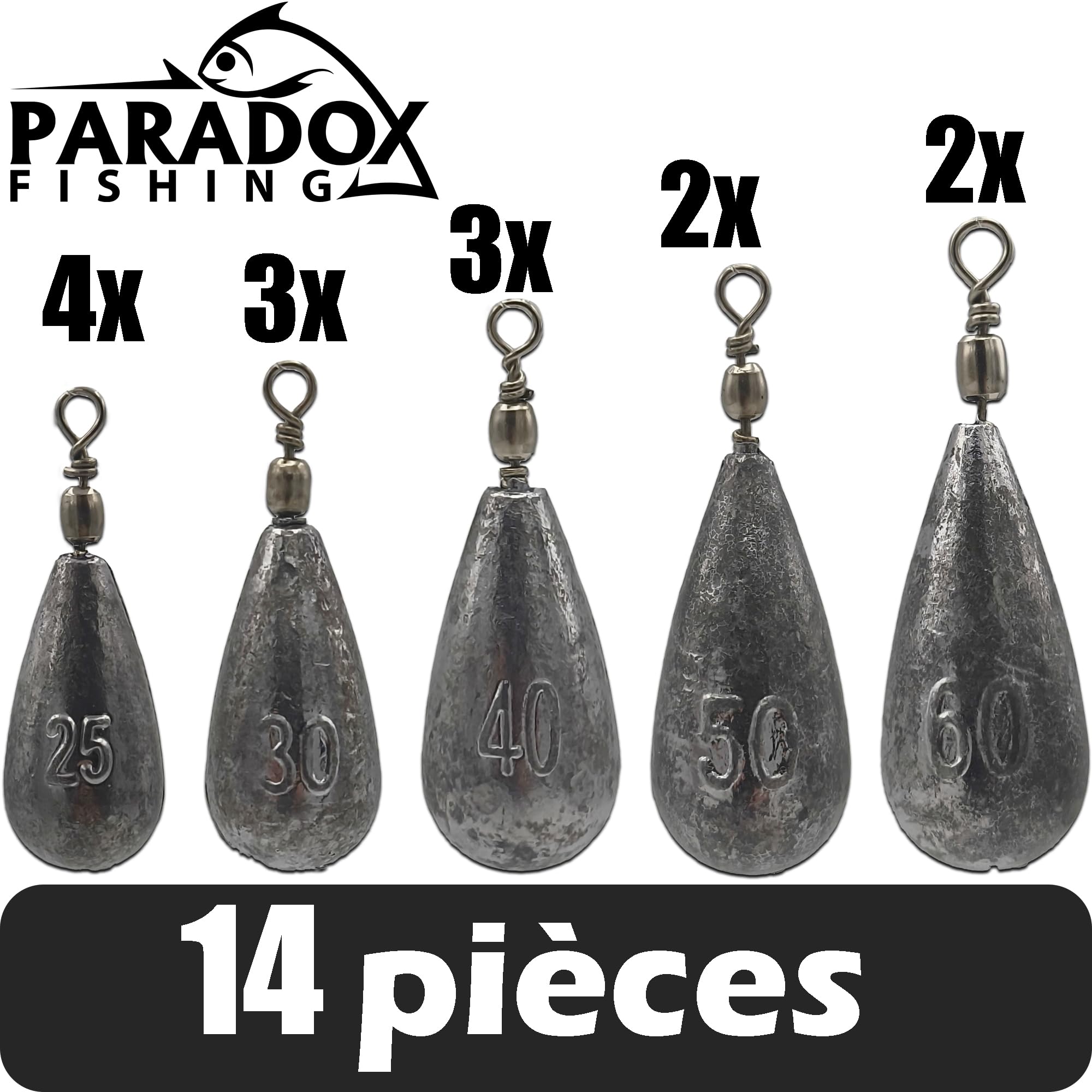 Paradox Fishing lot Plomb Peche 5g à150g I 10g 15g 20g 25g 30g 40g 50g 60g 80g 100g 120g 150g I sinkers Carpe Plomb