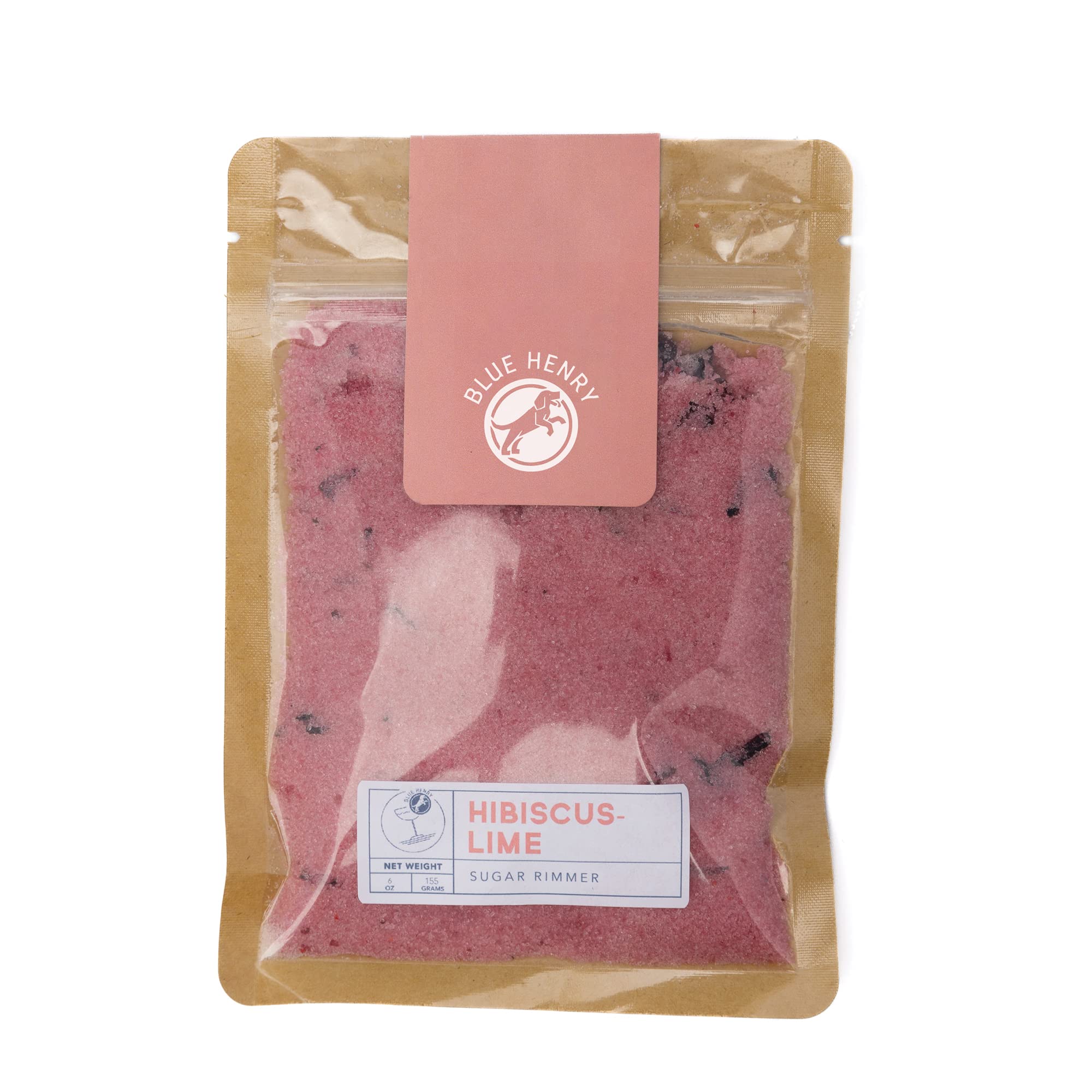 BlueHenry Craft Cocktail All Natural Rimmer, Glass Rimming Sugar and Salt Blends, Pure Cane Sugar, 6 oz (Hibiscus)