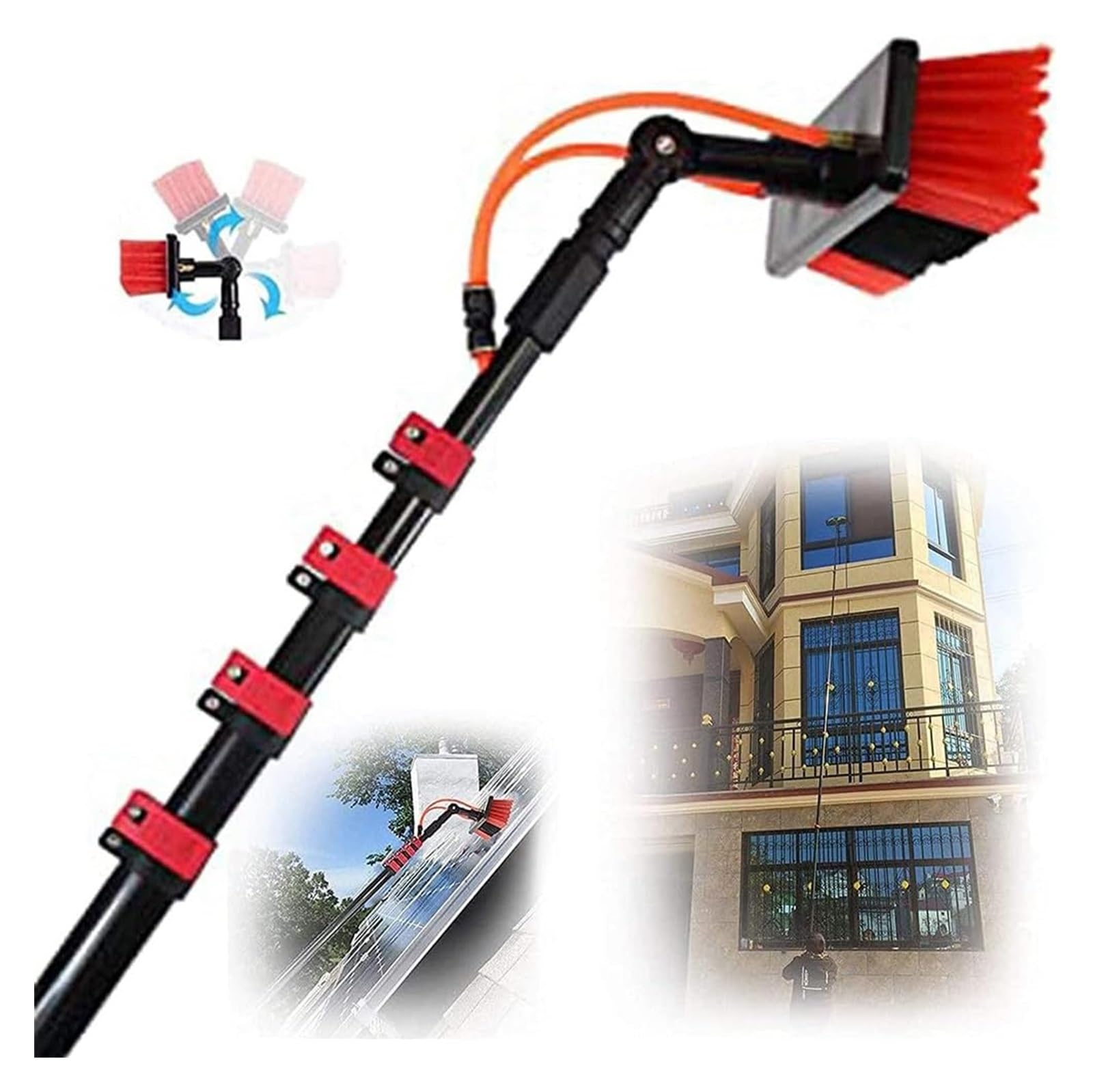 HYLYGFH Water Fed Pole Kit, Window Cleaning Pole, Water/Hose Fed Extendable Pole Window Cleaning Brush Equipment Cleaning Photovoltaic And Solar Panels(9m)