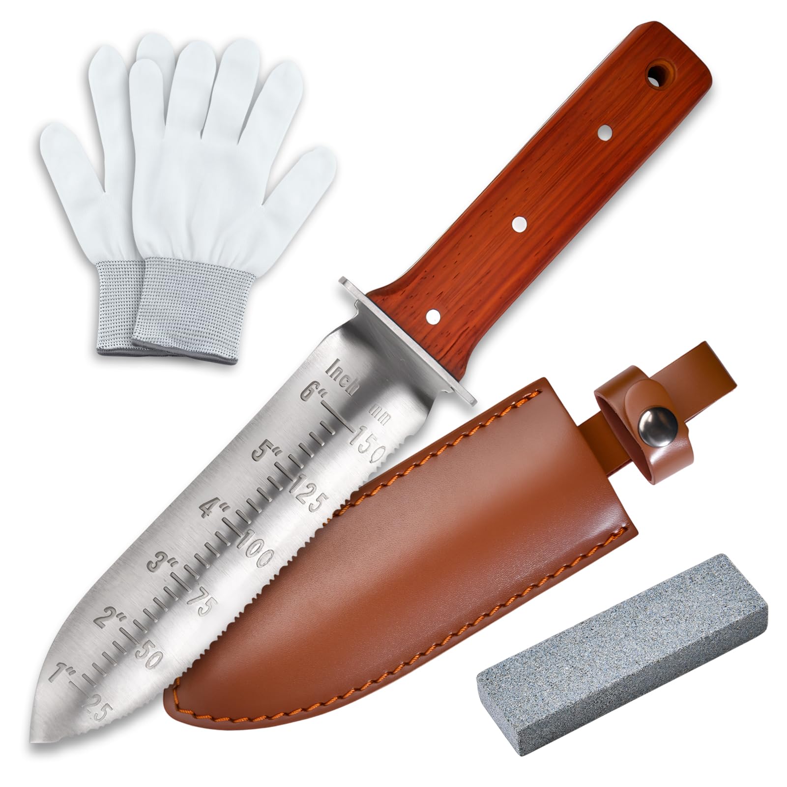 SPEEDWOX Gardening Knife with Whetstone and Gloves