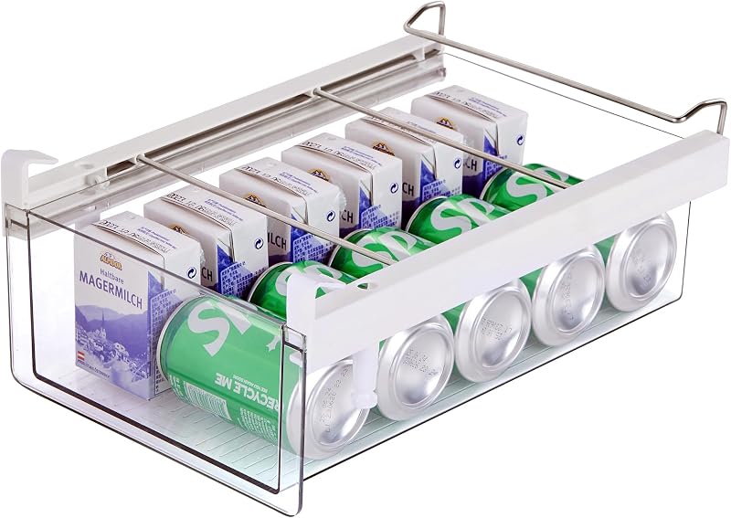vacane Cajones de refrigerador más profundos, estante ajustable para refrigerador de 14 a 19,5 pulgadas, organizador grande para cajones de heladera, contenedor de carne para productos, queso, tocino-XL