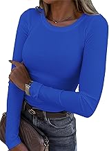 Women's Long-Sleeved Crew Neck Slim Fit Ribbed Knit Top - Long Sleeve Tee Shirt