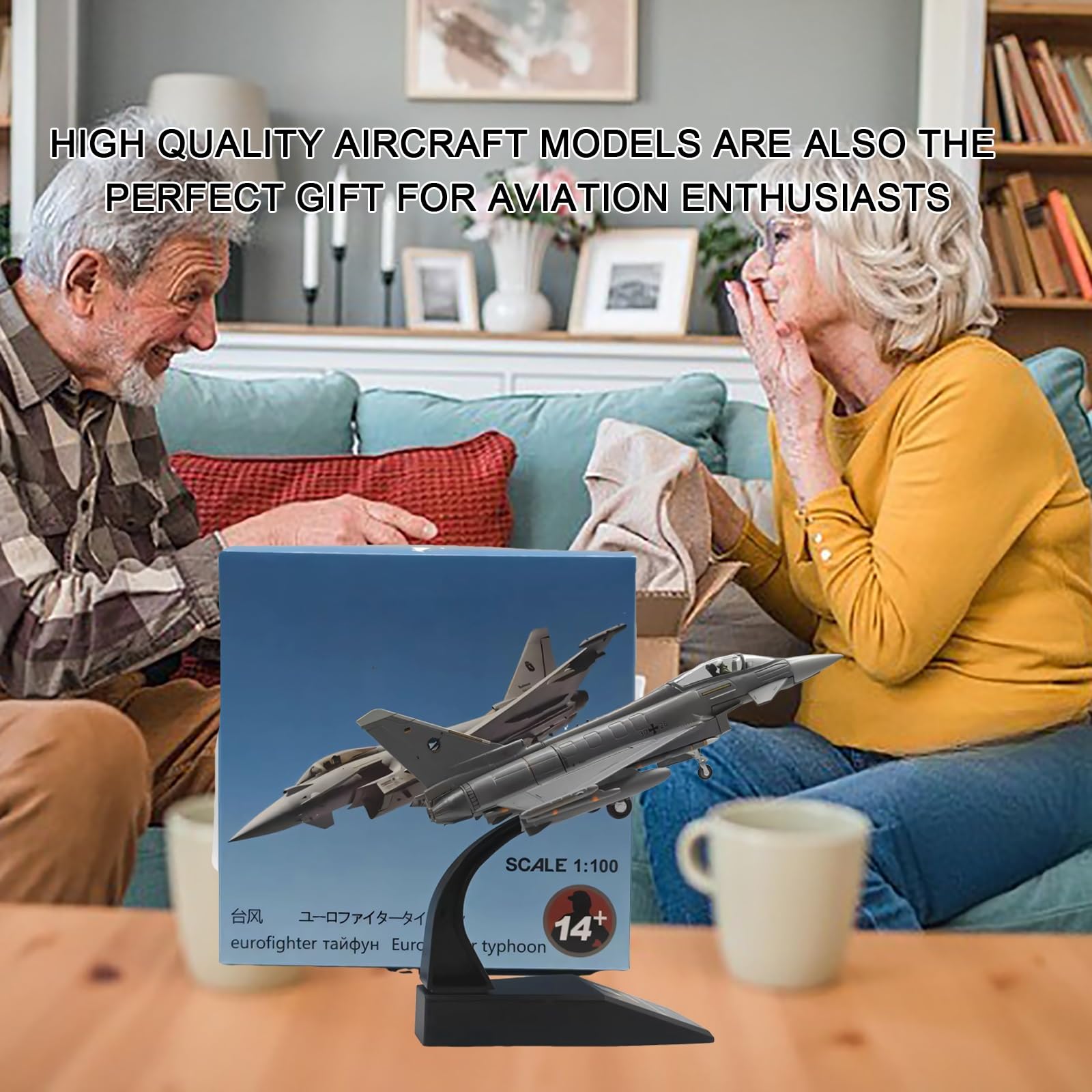 Model samolotu odlewanego ciśnieniowo niemiecki symulowany stop metalu Eurofighter Typhoon EF2000 skala 1/100 z ekspozytorem, akcesoria kolekcjonerskie, pamiątka do dekoracji