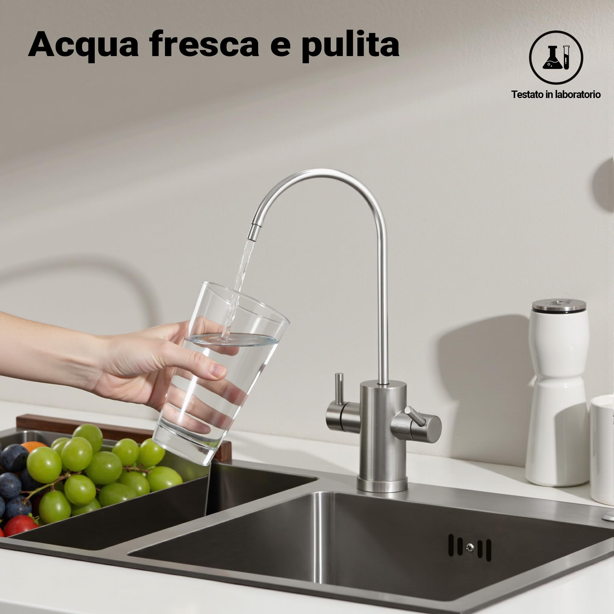Naturewater Impianto osmosi inversa a 6 stadi 180 l/giorno con chiarificatore UV e pompa di spinta