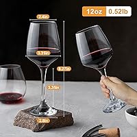 Vista 2 de Juego de 6 copas de vino clásicas de 12 onzas, gruesas y transparentes, aptas para lavavajillas, para rojo o blanco, regalo para fiestas