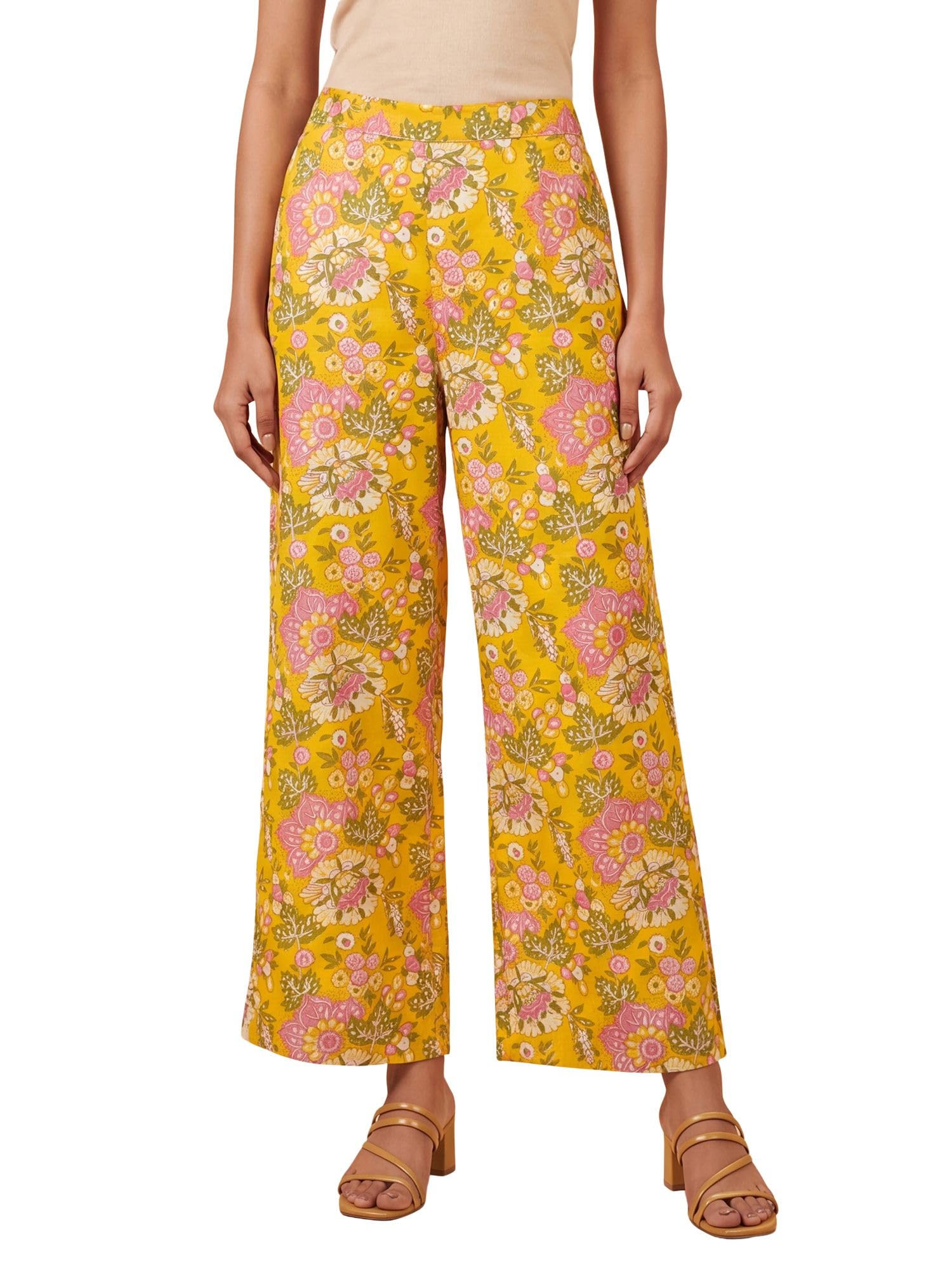 Buy Vaamsi Women'S Casual Regular Trouser | Floral Traditional