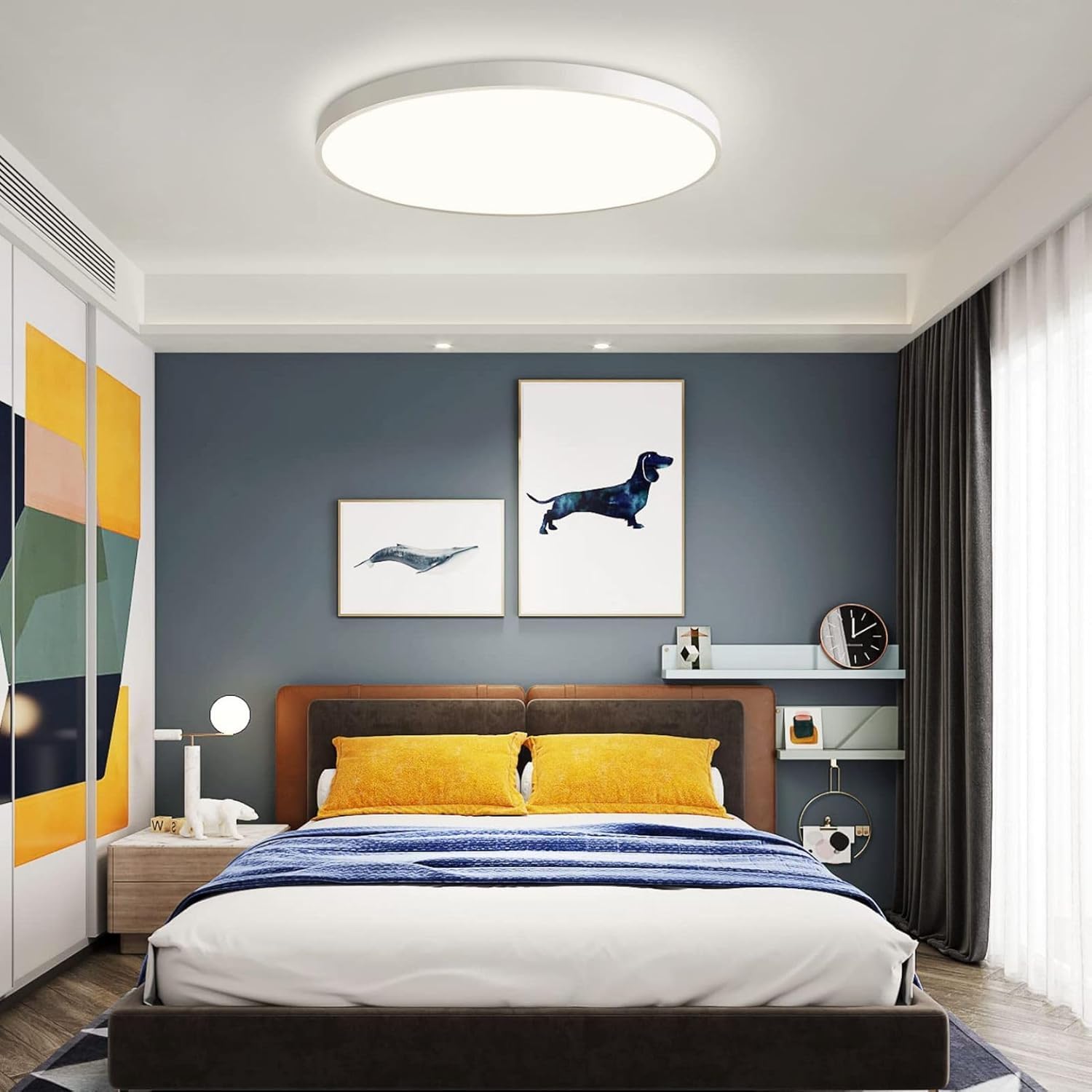 Plafoniera LED Soffitto 36/45W,3colore 3600/4950LM IP40 Impermeabile Rotonda Ø48/60CM Lampadario LED Moderna Luce Soffitto per Cameretta, Cucina, Soggiorno, Balcone -LV (BIANCO, 48CM 36W)