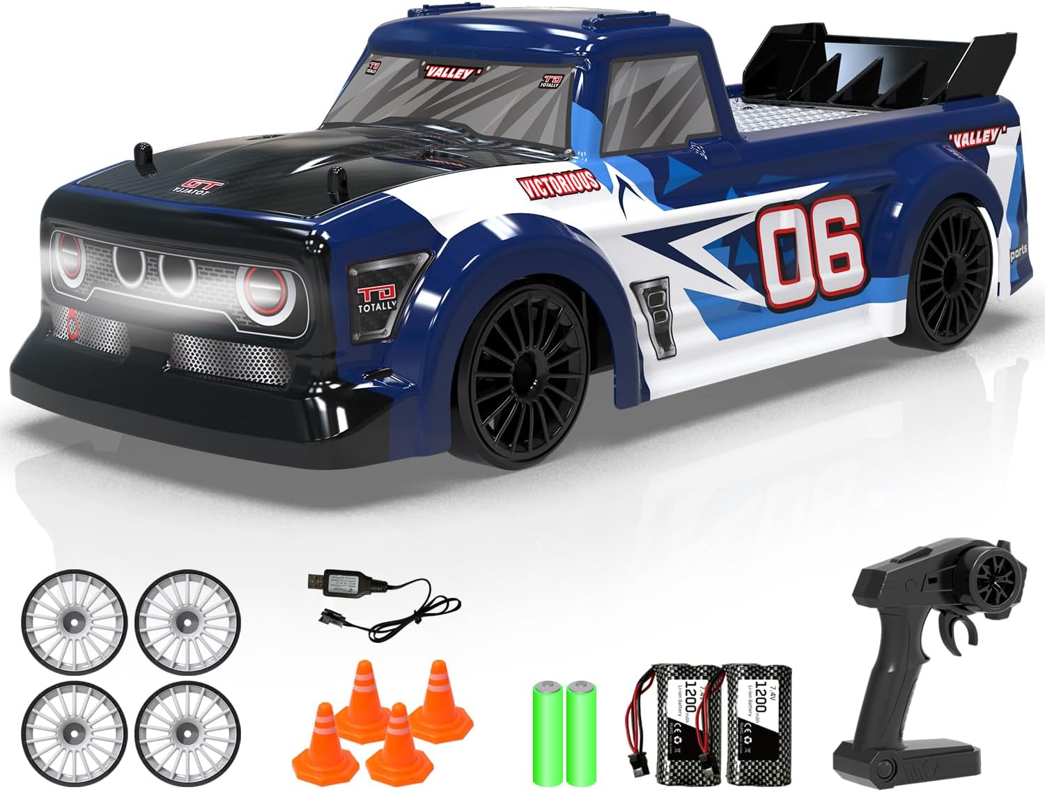 RACENT 1:14 Drift RC Car, 15MPH 4x4 Remote Control Drifting Vehicle Toy Trucks for Boys Kids Adults with Drifting & Racing Tires, 2 Rechargeable Batteries (White)