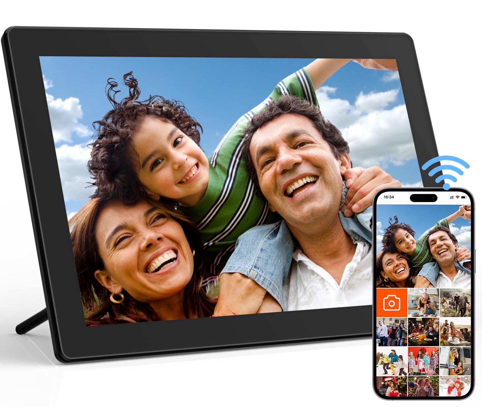 10.1" WiFi Digital Picture Frame with IPS Touch Screen, Smart Digital Photo Frame with 16GB Storage, Auto-Rotate, Wall Mountable, Share Photos Instantly via App, Gift for Women &amp; Men