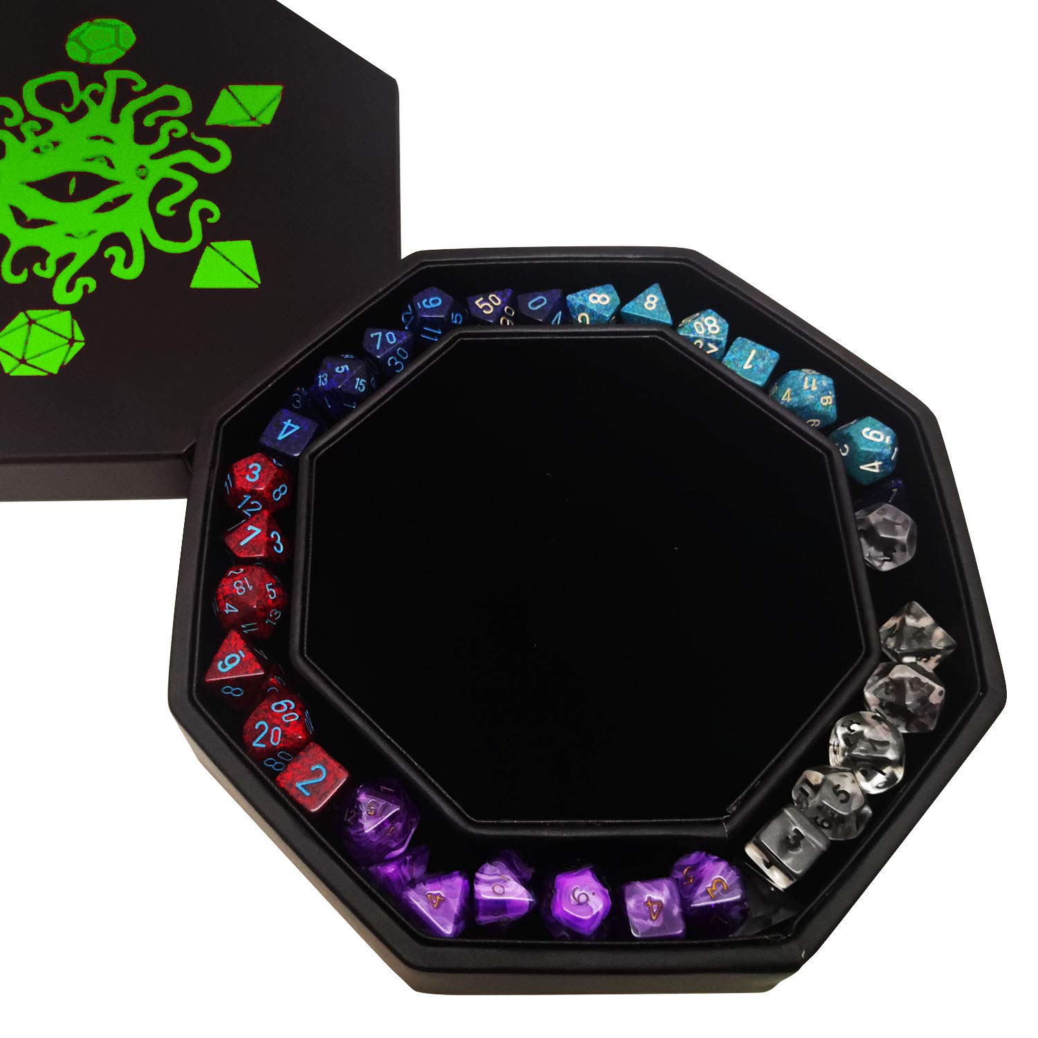 Fate Watcher WÜRFELBRETTER mit Deckel und Ablagefläche aus Polyskin und Samt | KOMPATIBEL mit Allen Arten von Brettspielen und Rollenspielen wie D&D, Warhammer und The Call of Cthulhu (grün)