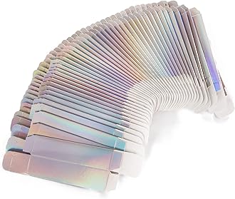 COSIDEA 50 PCS Empty Holographic siver Lip Gloss Boxes W25 xW25 xH117mm， Cosmetic Perfume Mascara Box Packaging ，small Kraft Paper Box Luxury Holder Wrapping