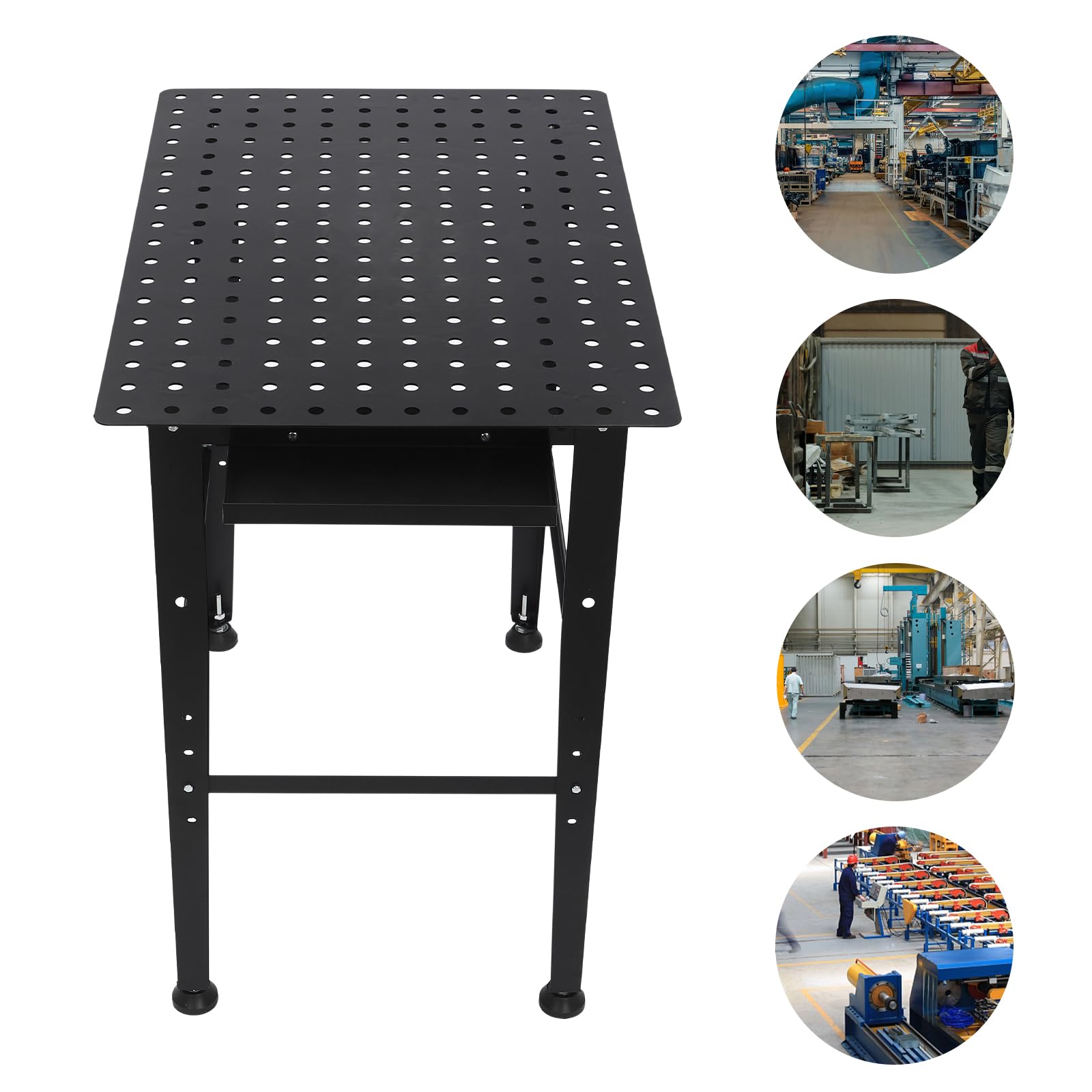Mesa de trabajo de metal con capacidad de carga de 1320 libras, color negro, para taller e industria, mesa de trabajo de metal con capacidad de carga de 1320 libras, color negro, para taller e