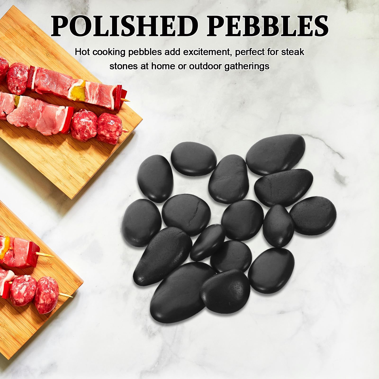 Anneome Pierres de Cuisson Naturelles 1 Kg en Galets de Rivière Résistants la Chaleur pour Barbecue, Cuisson Steak et Soupe, Pierres Chauffantes Réutilisables Cuisine et Extérieur