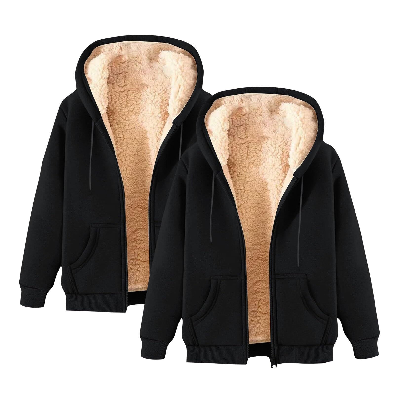 HOOUDO Damen Sweatjacke Kapuzenpullover Zip Hoodie Jacke Mit Kapuze Und Verdicktes Warmes Oberteil Paarkleidung Lockere Freizeitjacke 2-Teiliges Set Rosa Leichtsteppjacke Frühling Decke Viskose