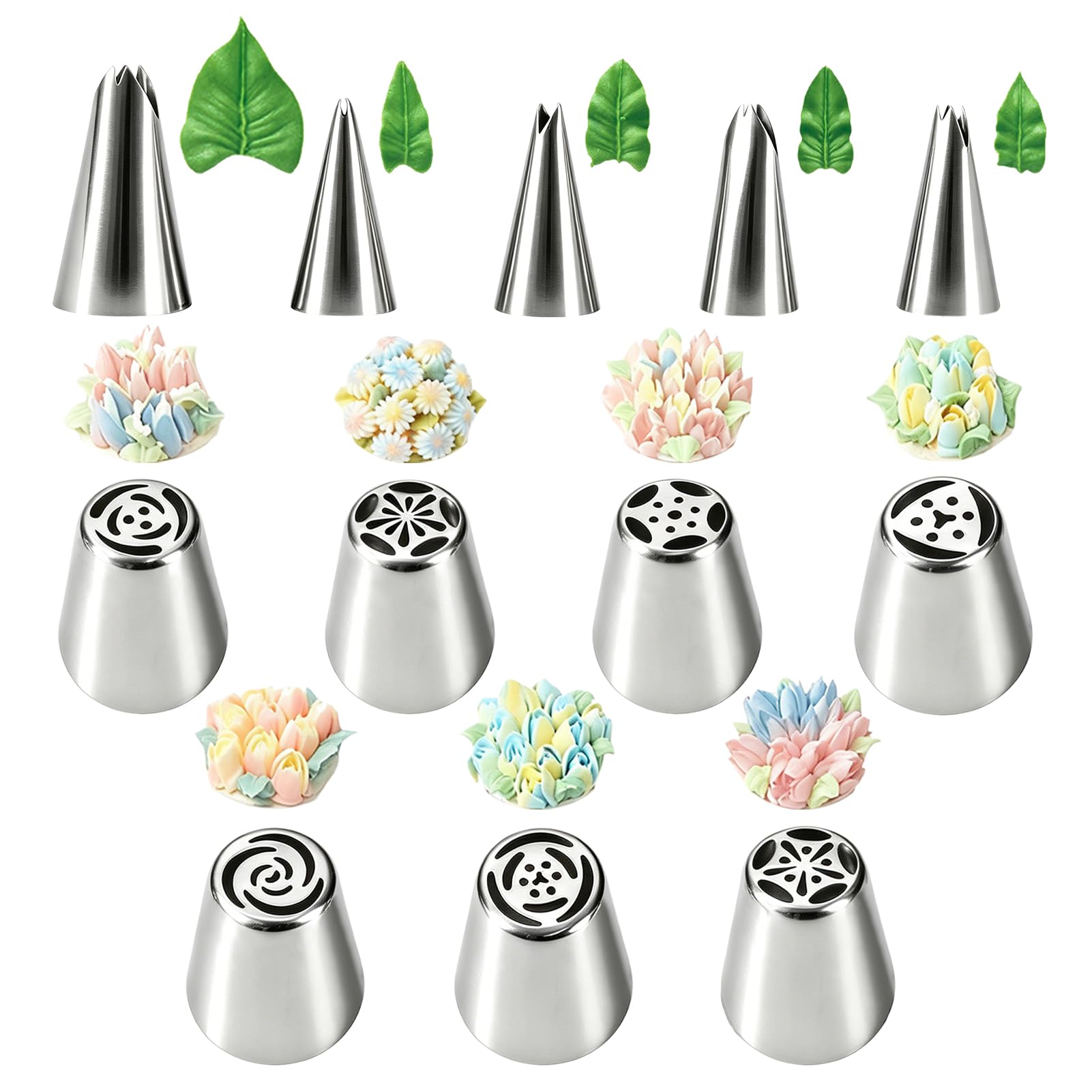 12 Pcs Russian Piping Nozzles Set Flower Leaf Cake Decorating Tips