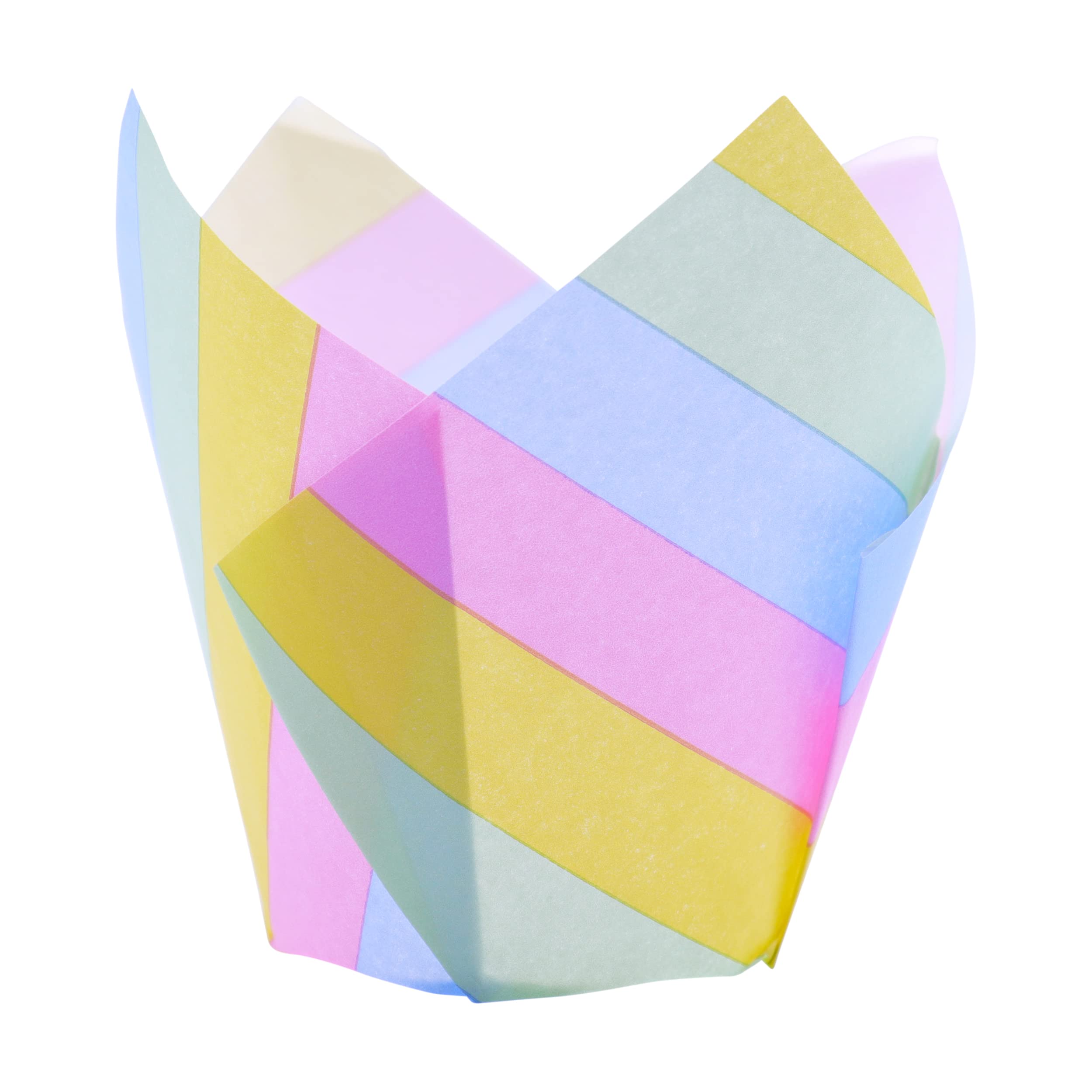 24 PME Tulip-Shaped Muffin Cases, Rainbow Stripes