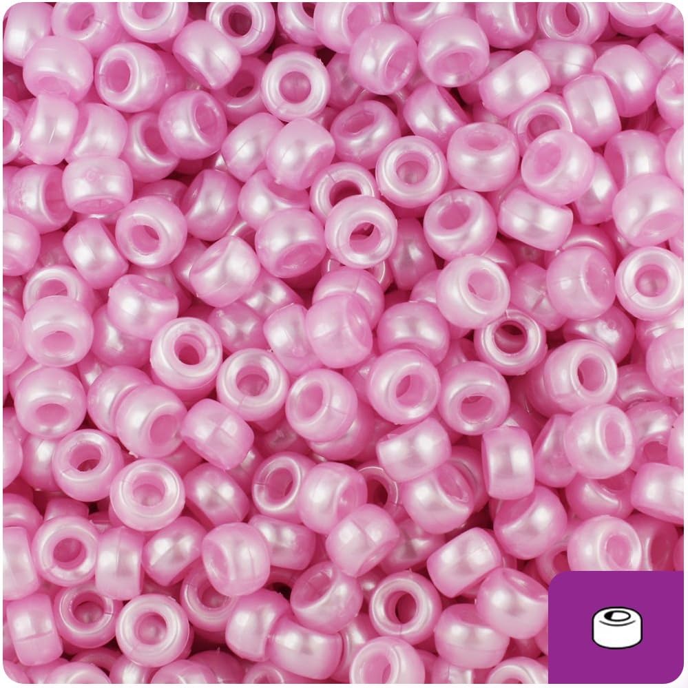 BeadTin Light Pink Pearl 6.5mm Mini Barrel Pony Beads (1000pcs)