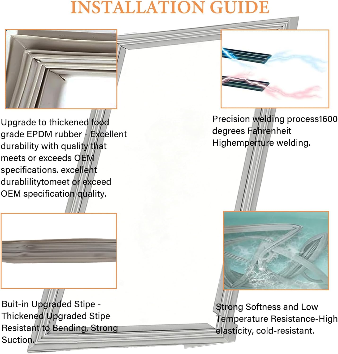 40.15"X16.92" ADX72930461 Refrigerator Door Gasket Replacment Part Compatible with LG Refrigerator Door Seal Right Side Replace ADX72930414 ADX72930453 4323195 AP5989087 PS11732674 EAP11732674