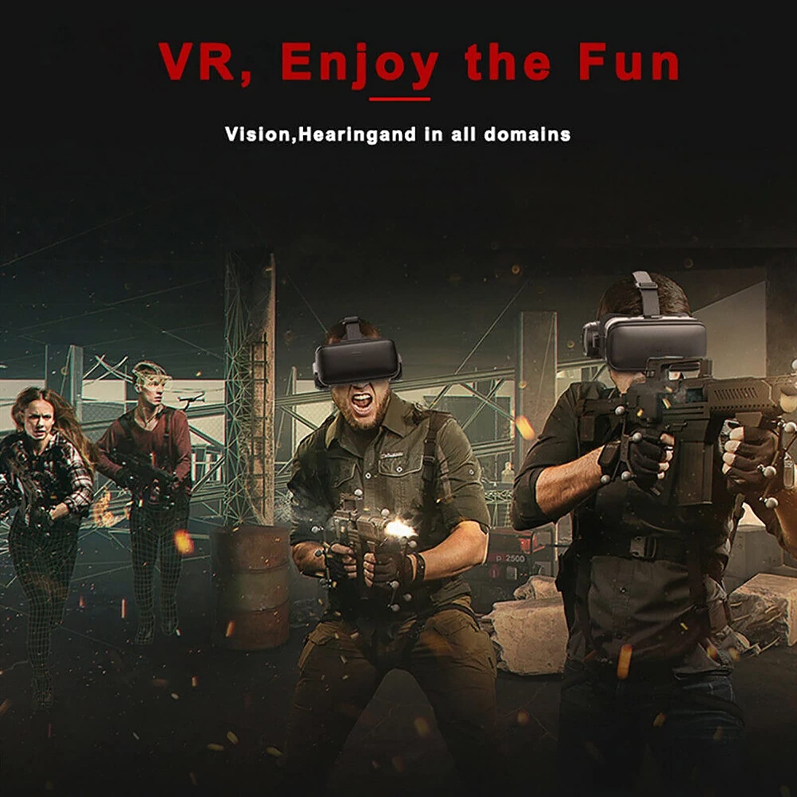 Auriculares VR con 2 Bluetooth Controller, VR Goggles Glasses para Videojuegos de Películas VR 3D para 4.5-6.3in Teléfonos iOS de Android, Luz LED y Auriculares de 35mm