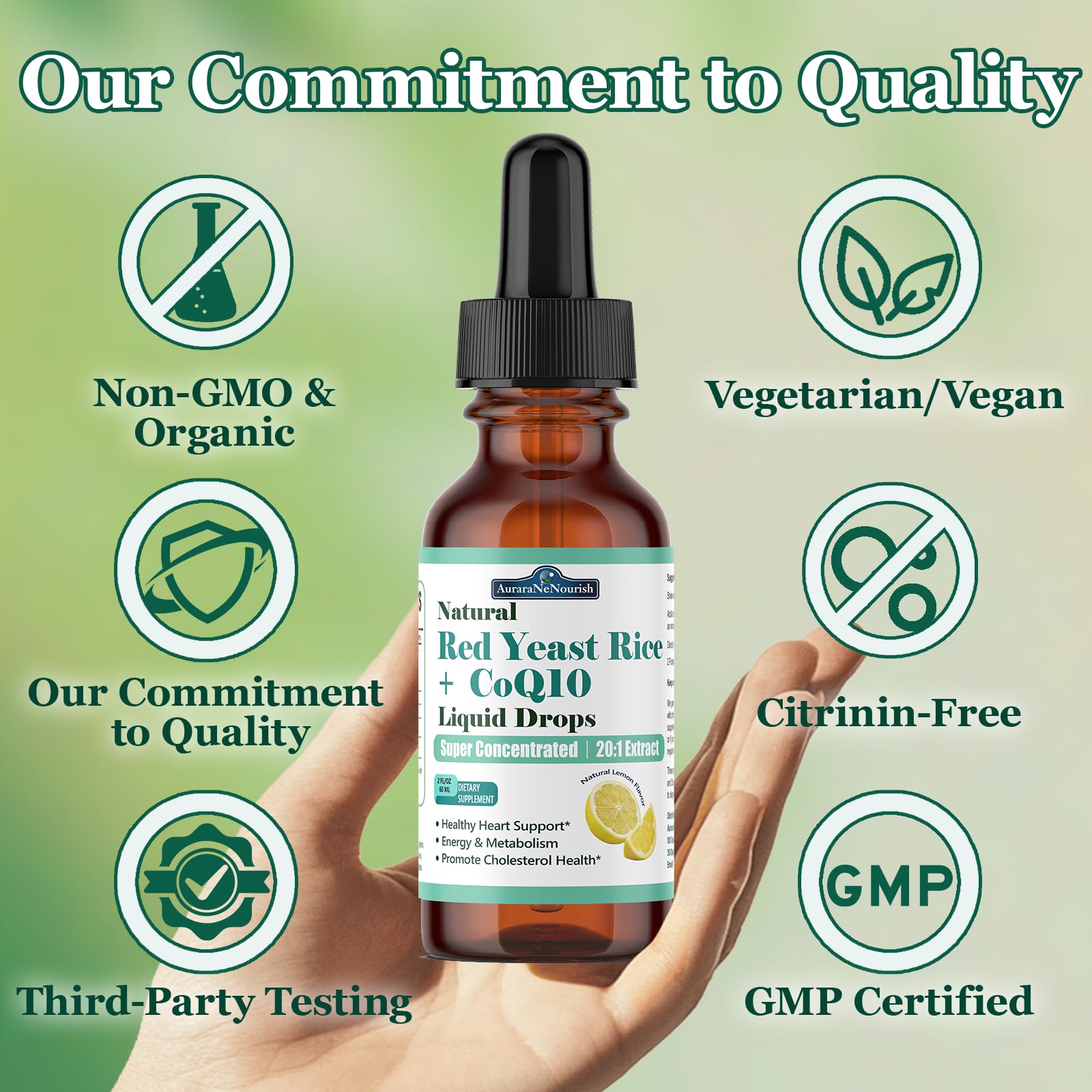 Liposomal Red Yeast Rice with Coq10 Liquid Drops, 5-in-1 Extra Strength 1200mg Cholesterol & Heart Support w. Citrus Bergamot Alpha Lipoic Acid | Cholesterol Lowering Supplement | GMO & Citrinin Free — Amazon image 7