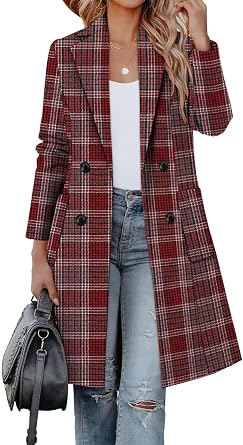 CHICZONE Womens Notch Lapel Double Breasted Mid Long Pea Coat Wool Blend Overcoat Winter Outwear