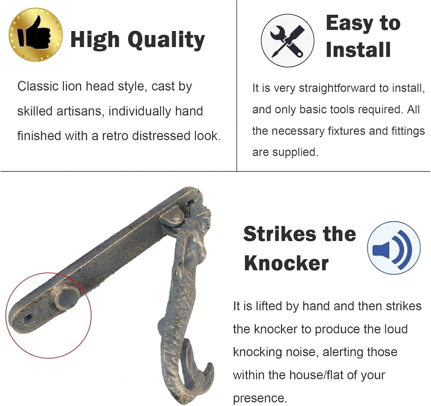 Door Knocker Cast Iron Door Knocker Saucy Mermaid Door Knock Vintage Door Handle for Apartment Cottage Beach House Decor Ring Knocker Unique