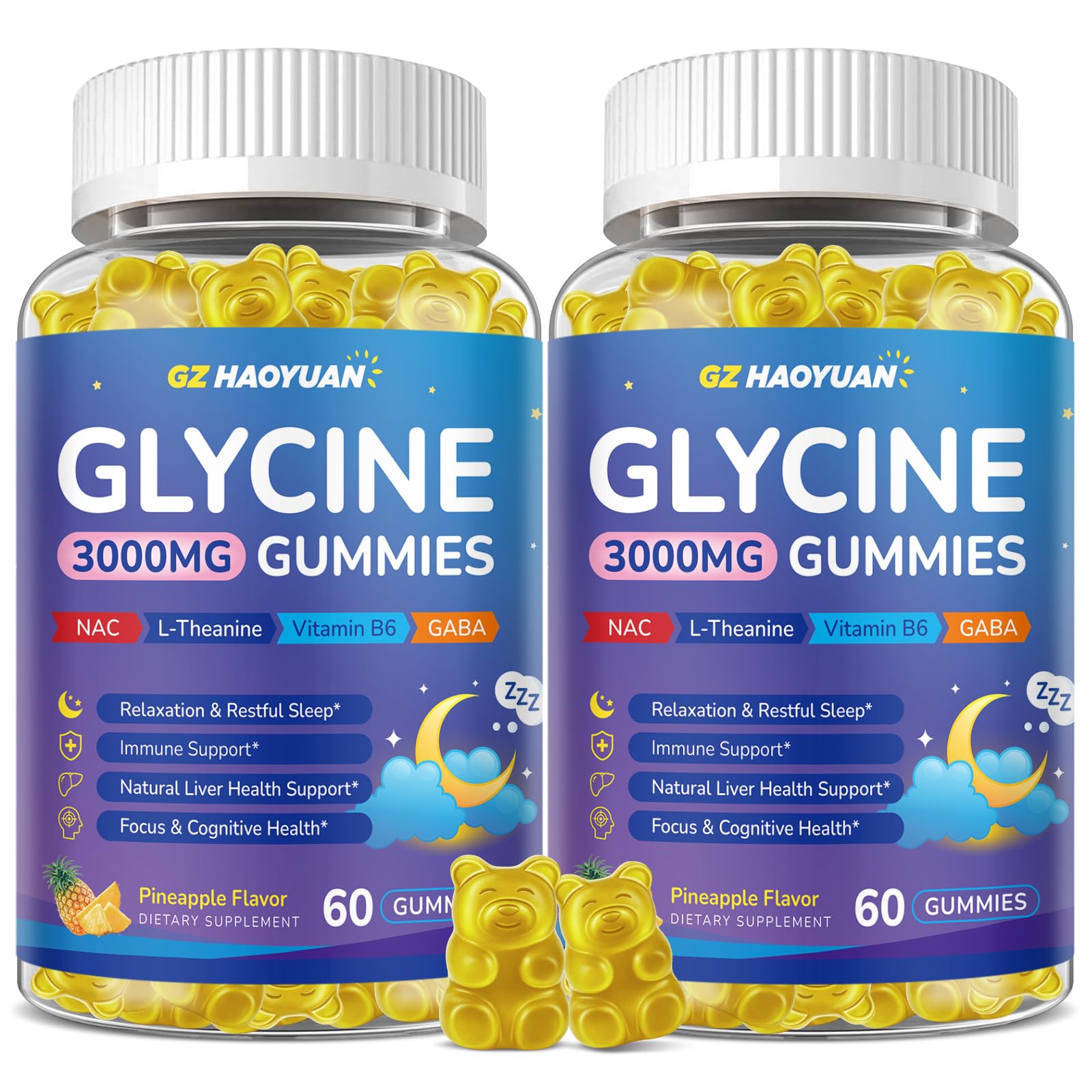 Glycine Gummies, Glycine 3g Supplements with NAC, L-Theanine, GABA, for Sleep, Relax, Nerve & Brain Support, Sugar Free, Vegan, Strawberr Flavor, 60 Cts — Amazon image 15