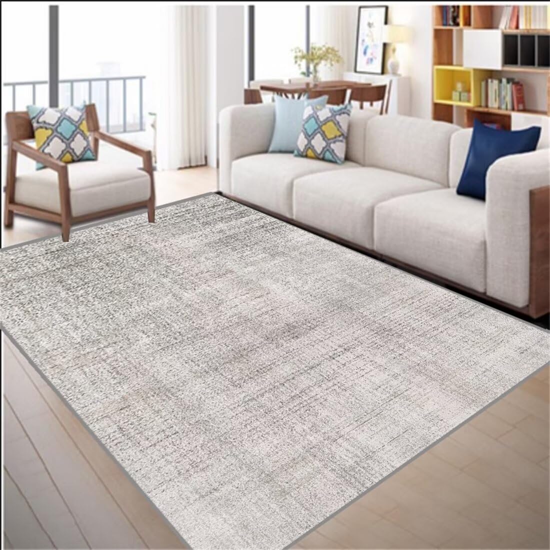 Tapis de chambre gris 140x200 cm au design minimaliste pour salon et fille