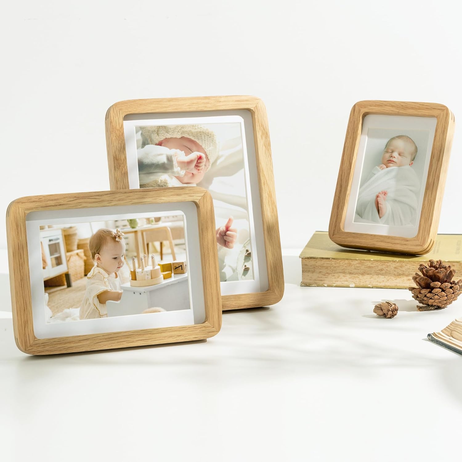 11x14 Picture Frame, Natural Solid OAK Wood Photo Collage Frame with HD Tempered Glass, Modern Simple Wooden Frame 11 x 14 Matted to 8x10, Horizontal or Vertical Wall Mounting - Image 8