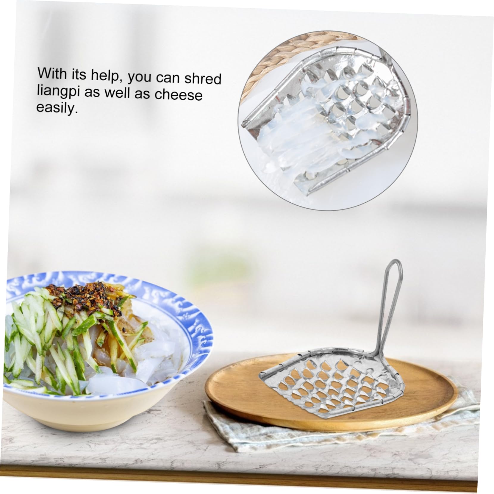 SOLUSTRE 1Pc Stainless Steel Vegetable Grater Multifunctional Food Scraper with Handle Easy to Clean Compact Design for Efficient Slicing of Vegetables and Cheese