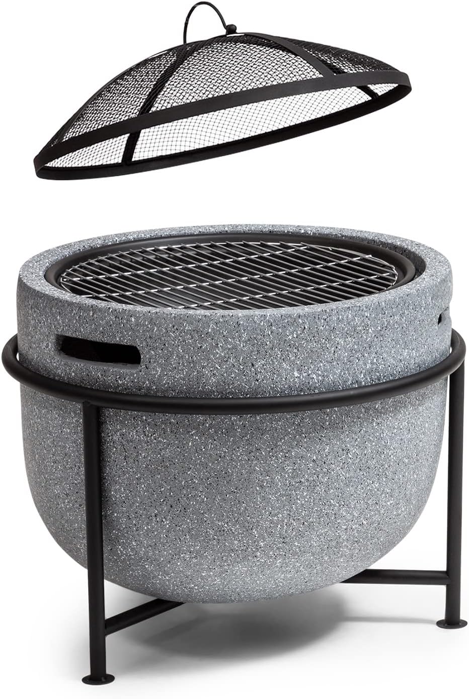 Blumfeldt Pompeji - Brasero & Parrilla, Regilla Cromada, Brasero De 60 Cm , Parrilla De 56 Mm , 60 X 40 Cm, Rejilla Para Carbón, Tabla De Bambú Para Usarlo Como Mesa