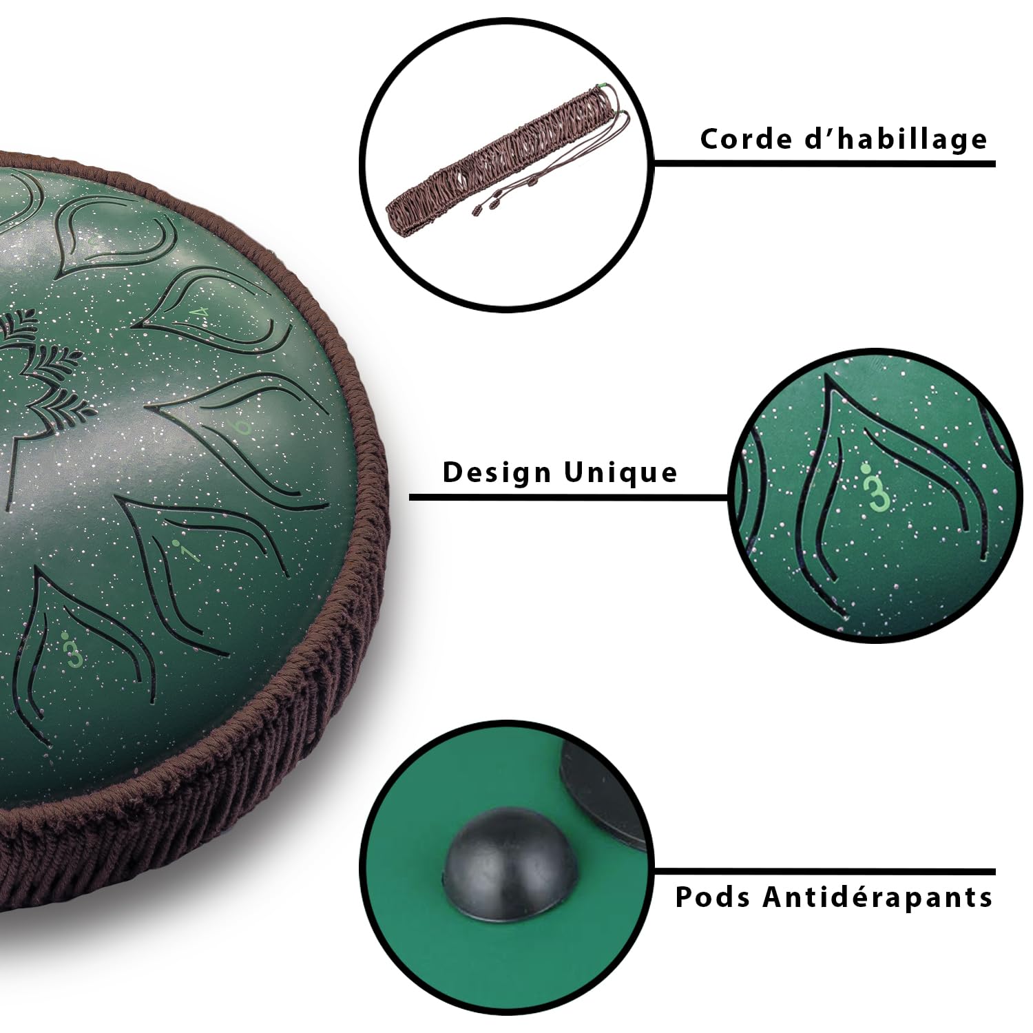 ORORA Handpan Steel Tongue drum (12 pouces 13 notes) - Instrument de musique enfant et adulte - Tambour zen et méditation - Ebook de 20 partitions offert - Cadeau original relaxation