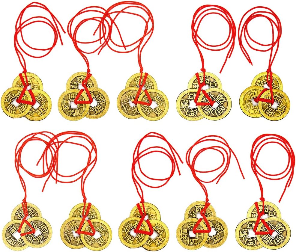 10Pcs Chinese Coins Feng Shui Chinese Fortune Coins Feng Shui Coins for Good Luck Fortune Wealth Health Success to Friends Families Lovers