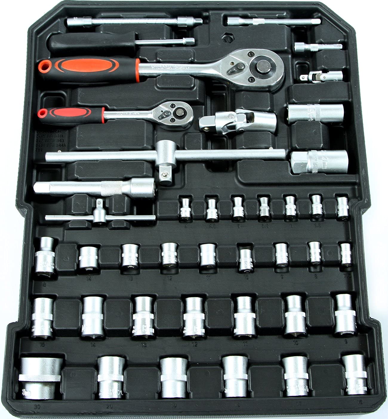 Cassetta valigia trolley portautensili in alluminio Chiavi attrezzi utensili officina 187 Chiavi a bussola, Cricchetto, Martello, Cacciaviti, Inserti, Bussole 1/4" e 1/2"