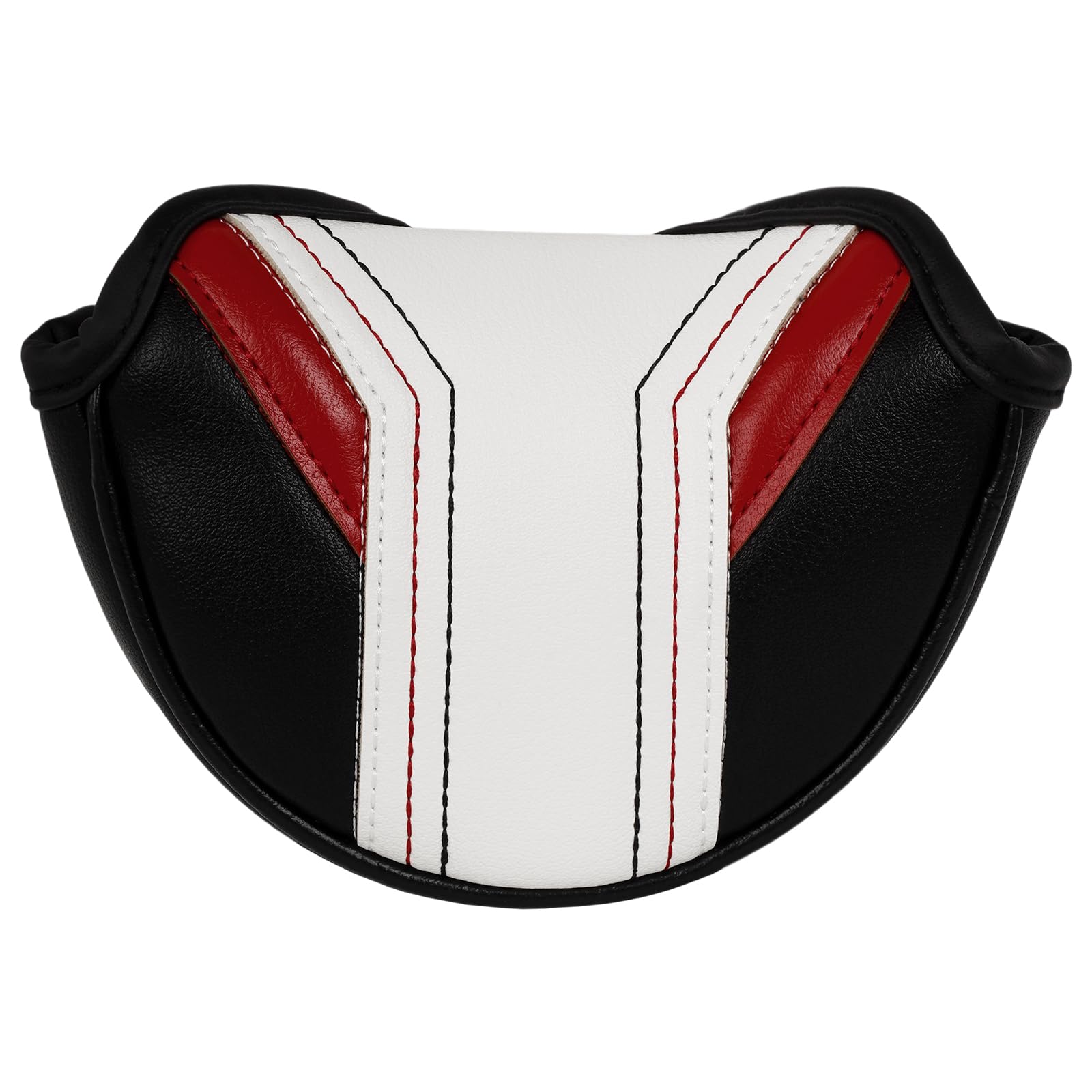Golf Mid Half Mallet Putter Head Cover Heel-shaft Club Protector Magnetic Closure White&Black&Red PU Leather โ image 1