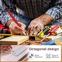 Vista 4 de 36 lápices de carpintero a granel, lápices de construcción octogonales de plomo negro plano, marcado para carpintería