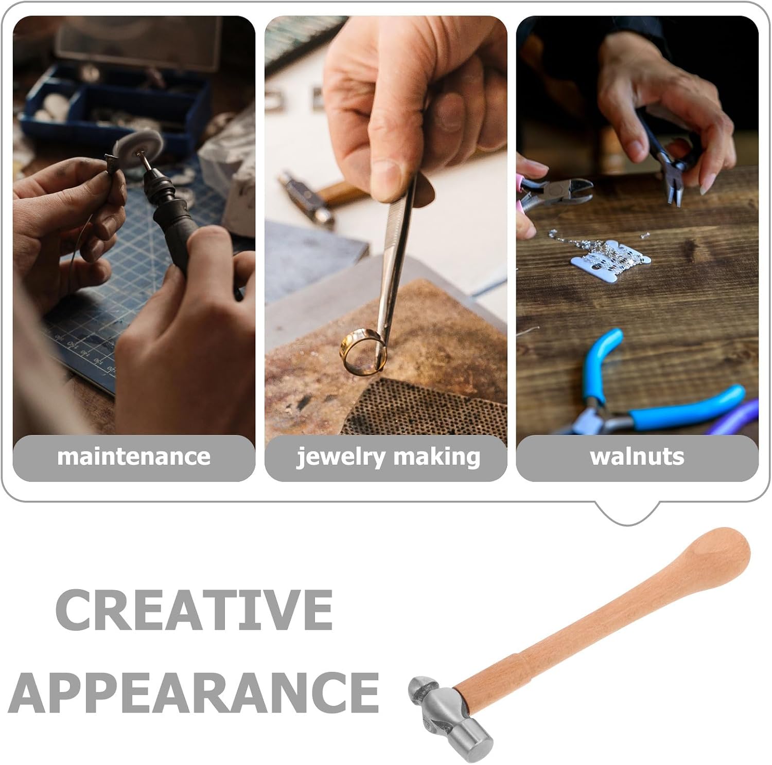Mini round Head Hammer 4oz Wood Handle Jewelry Stamping Tool Metal Hammer for Crafts and Jewelry Making