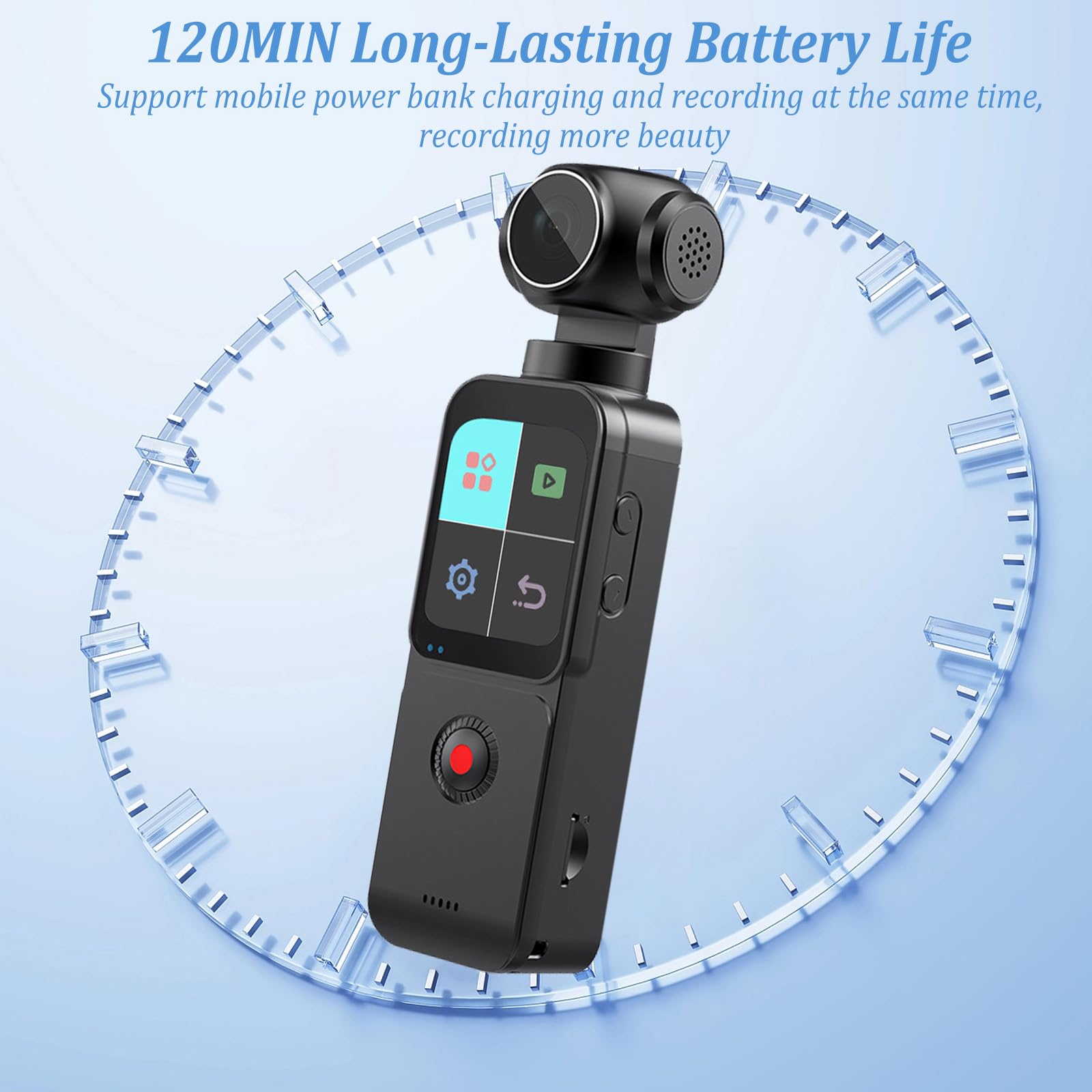 5K Bodycam Körperkamera,Vlog Kamera mit Externem Mikrofon,270° drehbares Objektiv,EIS Bildstabilisierung, WiFi App-Steuerung,Clip & Gurt – Inkl.64GB Karte Vlogging Camera für Sport,Reisen & Action
