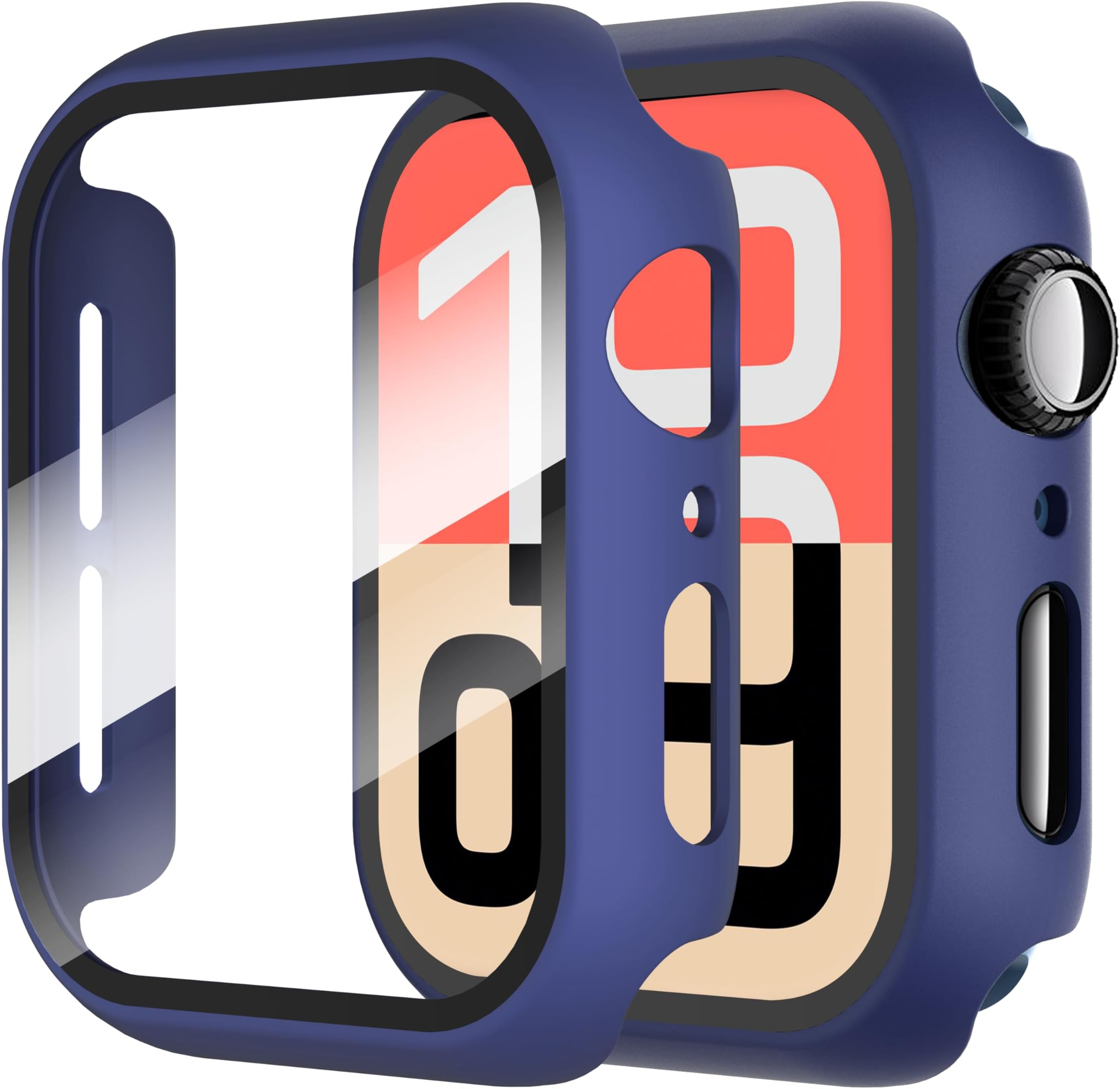 - 2-Pack for Apple Watch Series 6/5/4/Series SE/SE 2/SE 3 40mm All-Around Screen Protector Case, Tempered Glass Screen Protector Case Ultra-Thin for iWatch 40mm Protection Cover - Blue