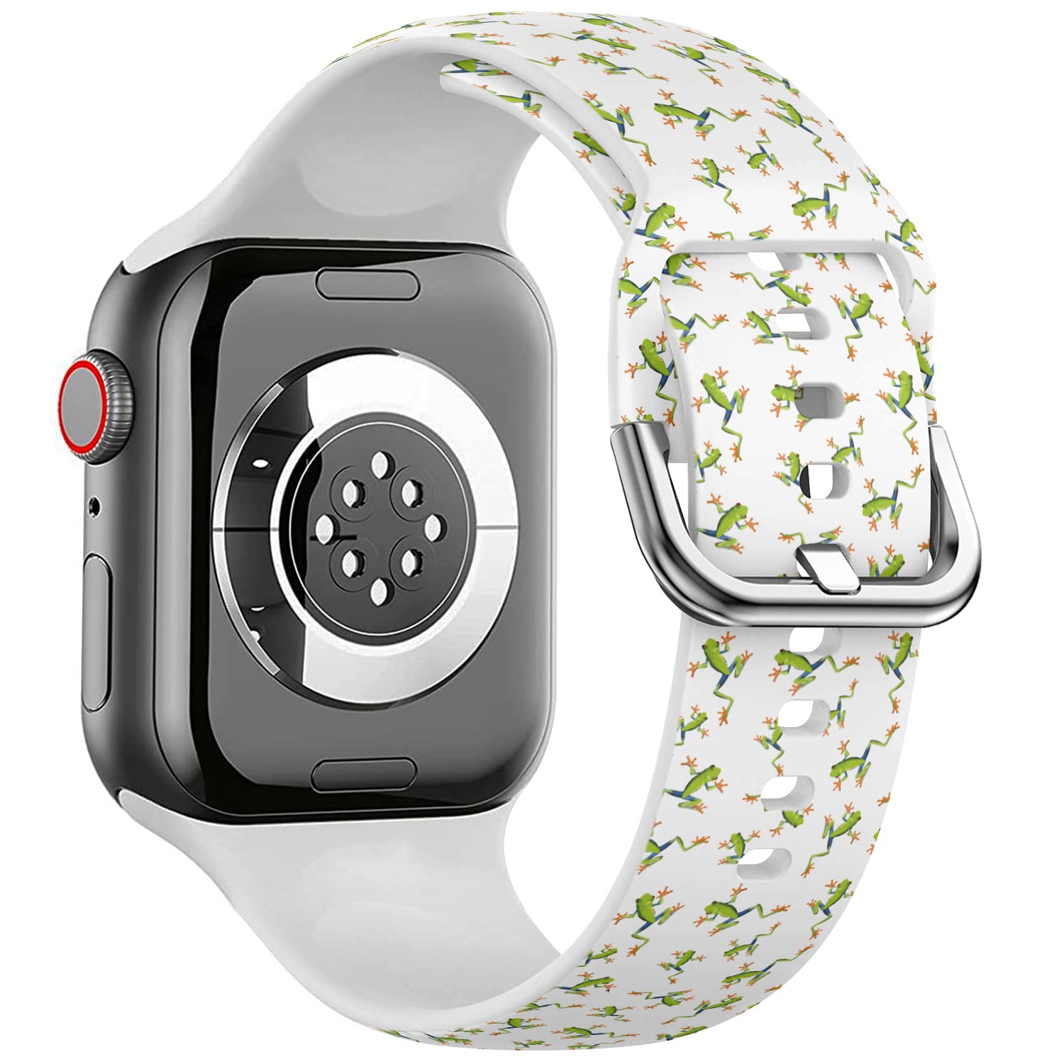 IKIKI-TECHCompatible with Apple Watch Band 38mm 40mm 41mm (Tree Frogs Pattern) Replacement Silicone Soft Sports Bracelet for iWatch Series 8 7 6 5 4 3 2 1 Ultra SE
