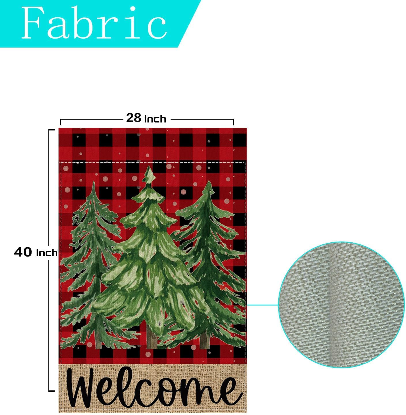 Welcome Christmas Red Tree Xmas Winter House Flag Large Big Burlap 28X40 Inch Vertical Double Sided Outside Yard Holiday Outdoor Farmhouse Decoration - Image 5