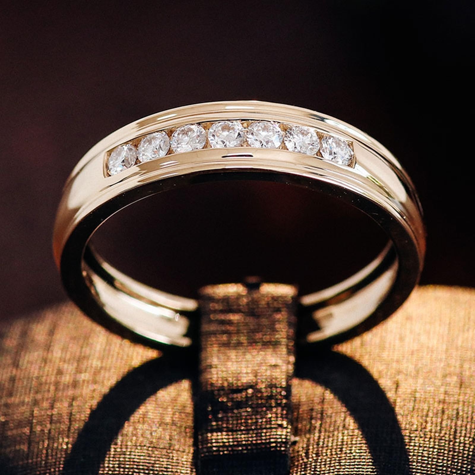 Anillo de oro amarillo para mujer, Moissanite, anillo de compromiso, oro auténtico 375/585/750, anillo de boda de media eternidad, 9 K/14 K/18 K, oro con grabado para mujeres