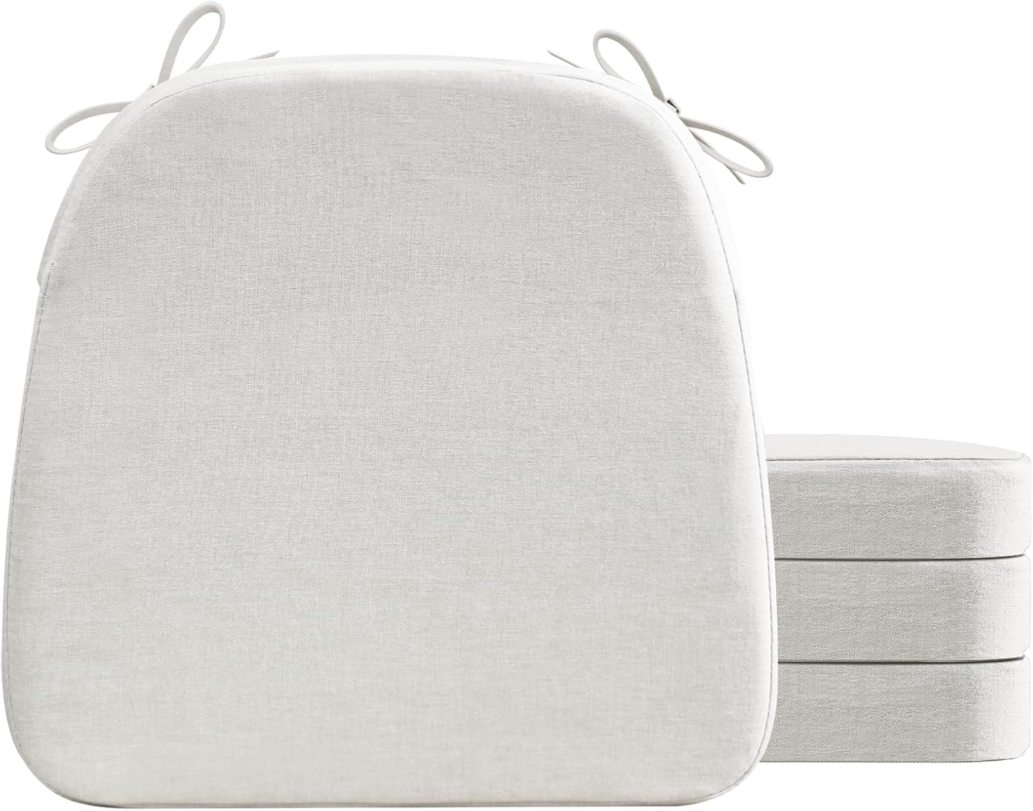 AAAAAcessories D-Shaped Chair Cushions, 2" Thick Dining Chair Pads with Ties and Removable, Machine-Washable Cover, 17" x 16", Set of 4, Natural Linen Natural Linen 4 Count(Pack of 1)